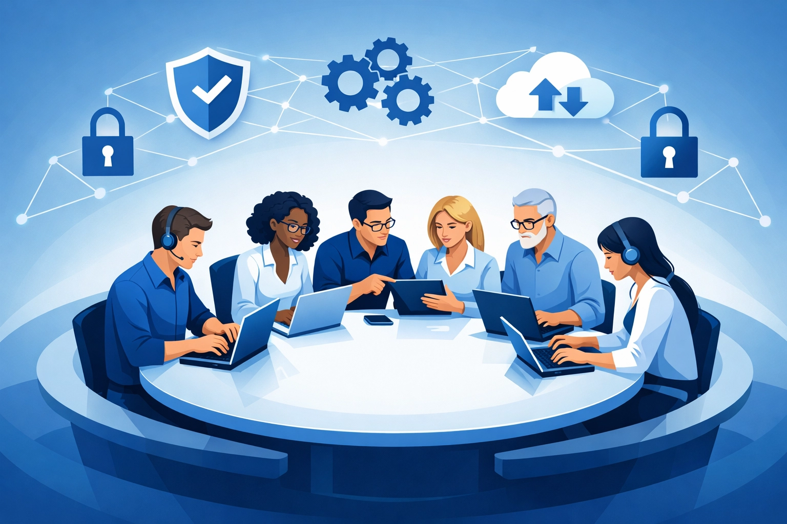 IT professionals collaborating on managed services and business technology solutions