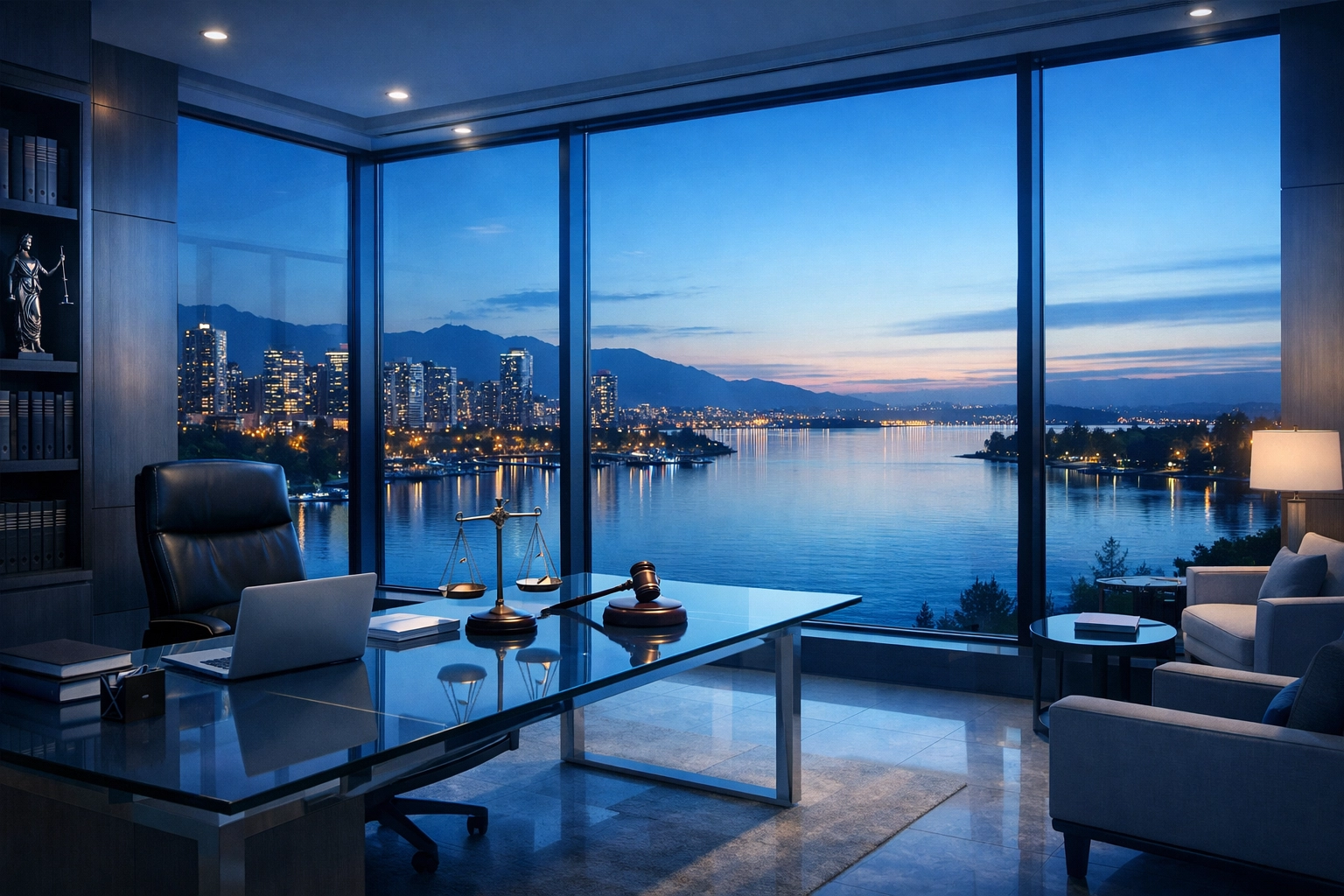 Modern Virginia Beach law office overlooking the coast, reflecting local divorce court experience