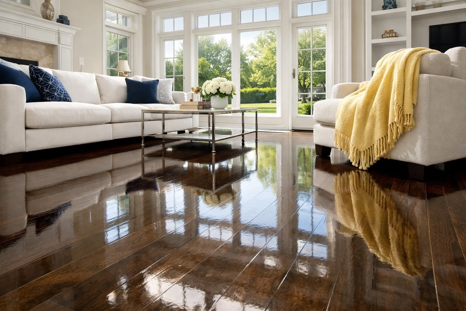 Immaculate Wellesley living room after a professional deep cleaning for a high-end home.