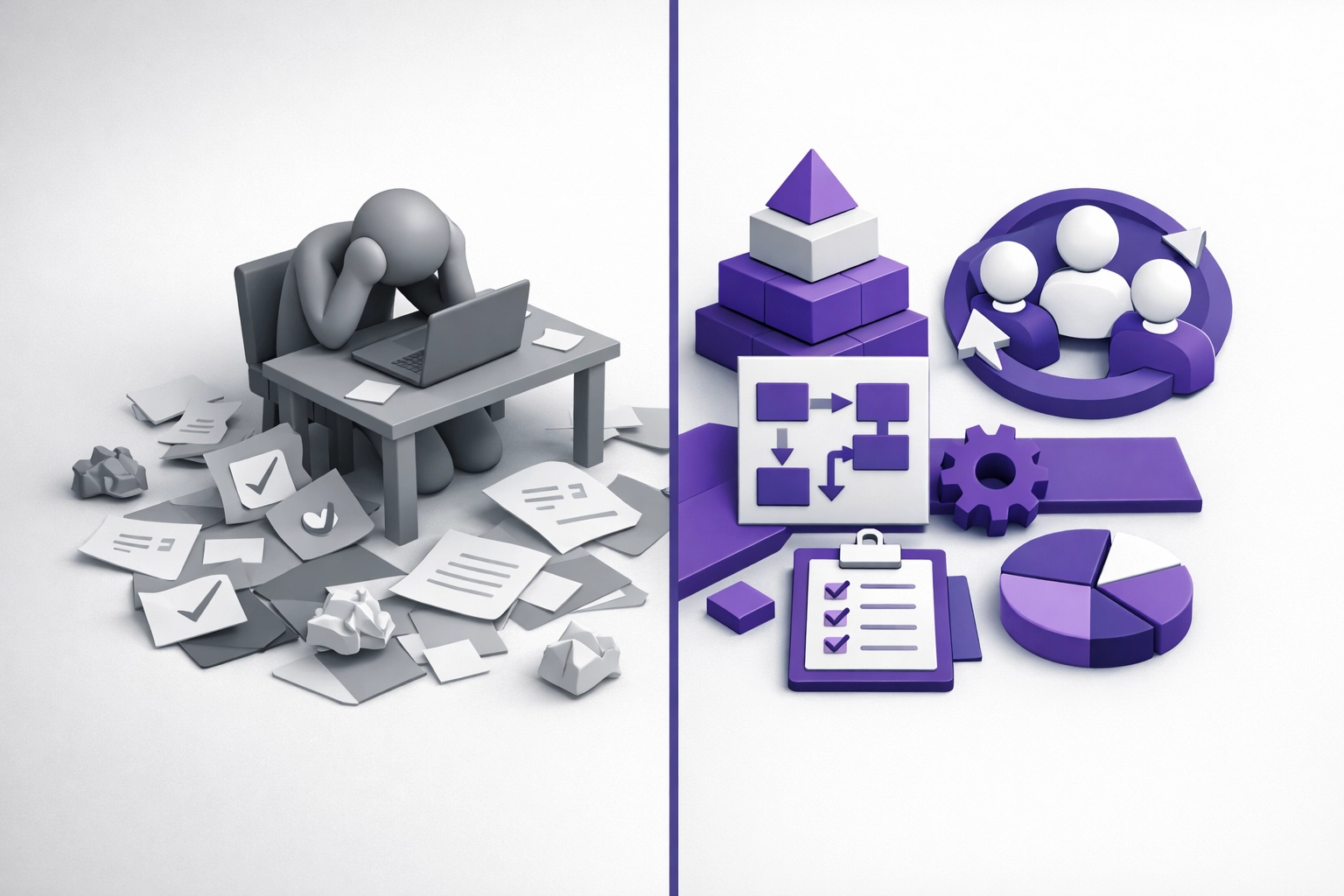 Comparison of DIY bookkeeping chaos versus organized outsourced bookkeeping services