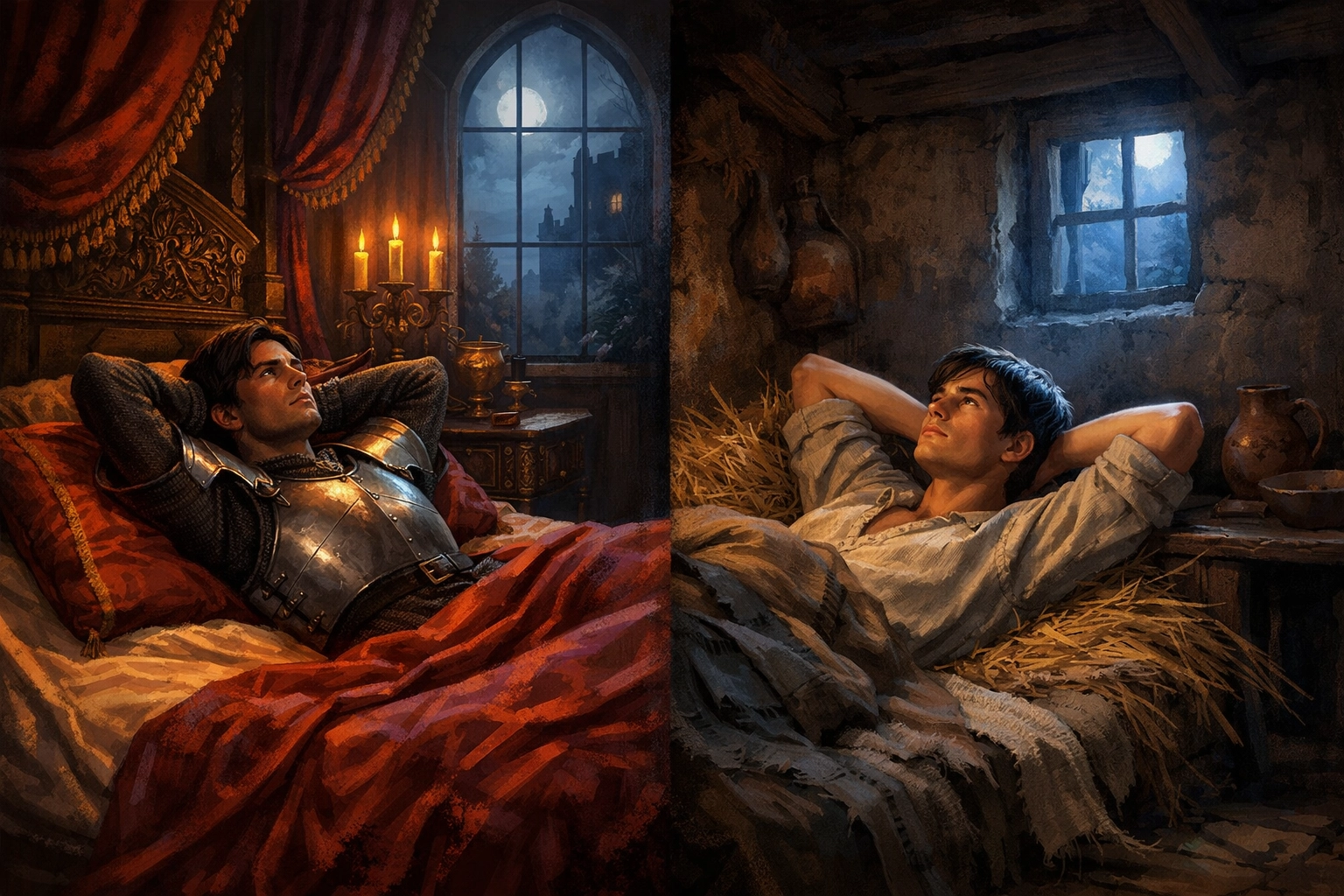 Knight in luxury vs peasant in poverty - medieval class-divided gay romance