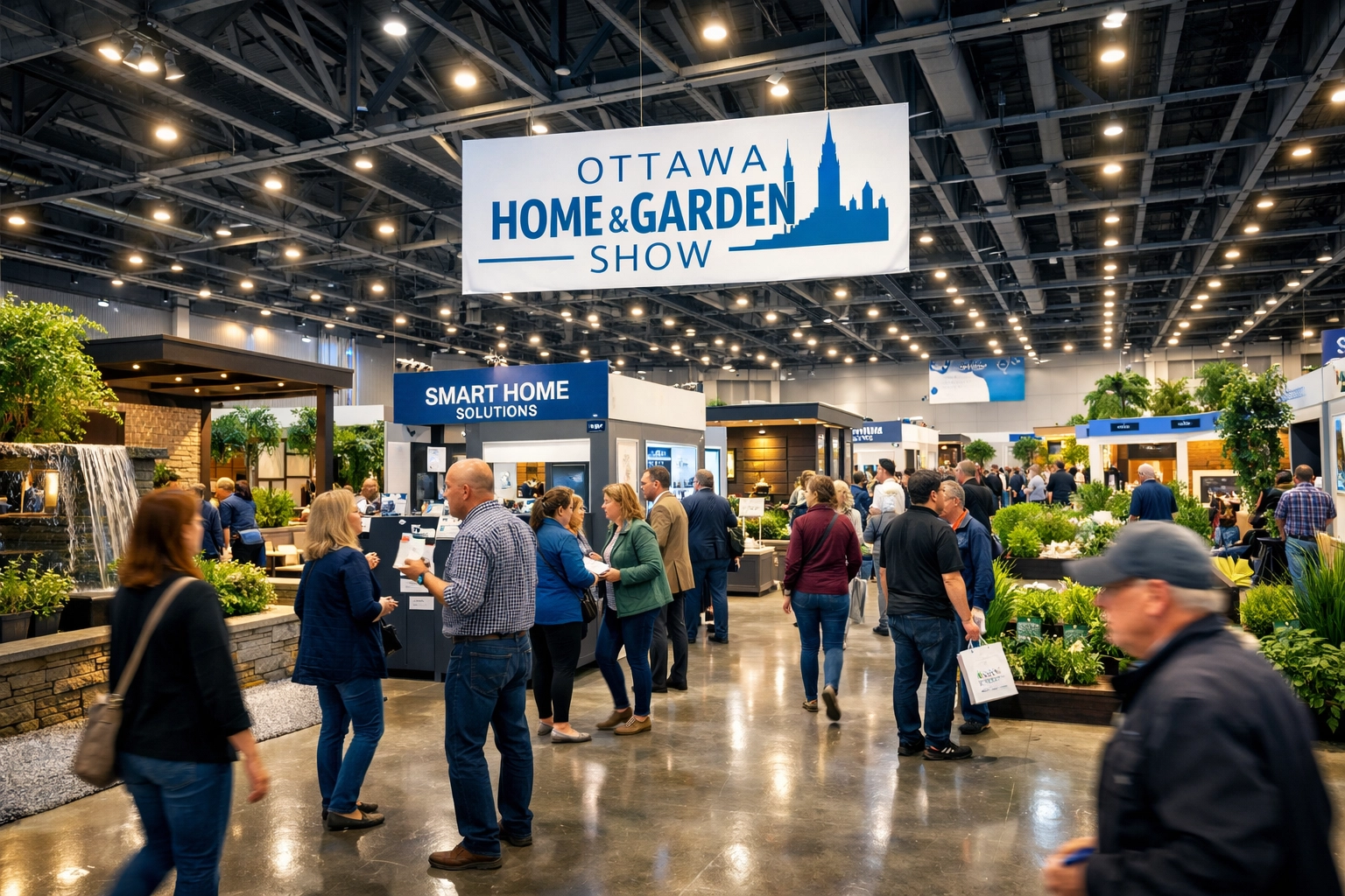 Crowds exploring home solutions at the 2026 Ottawa Home and Garden Show in the EY Centre.