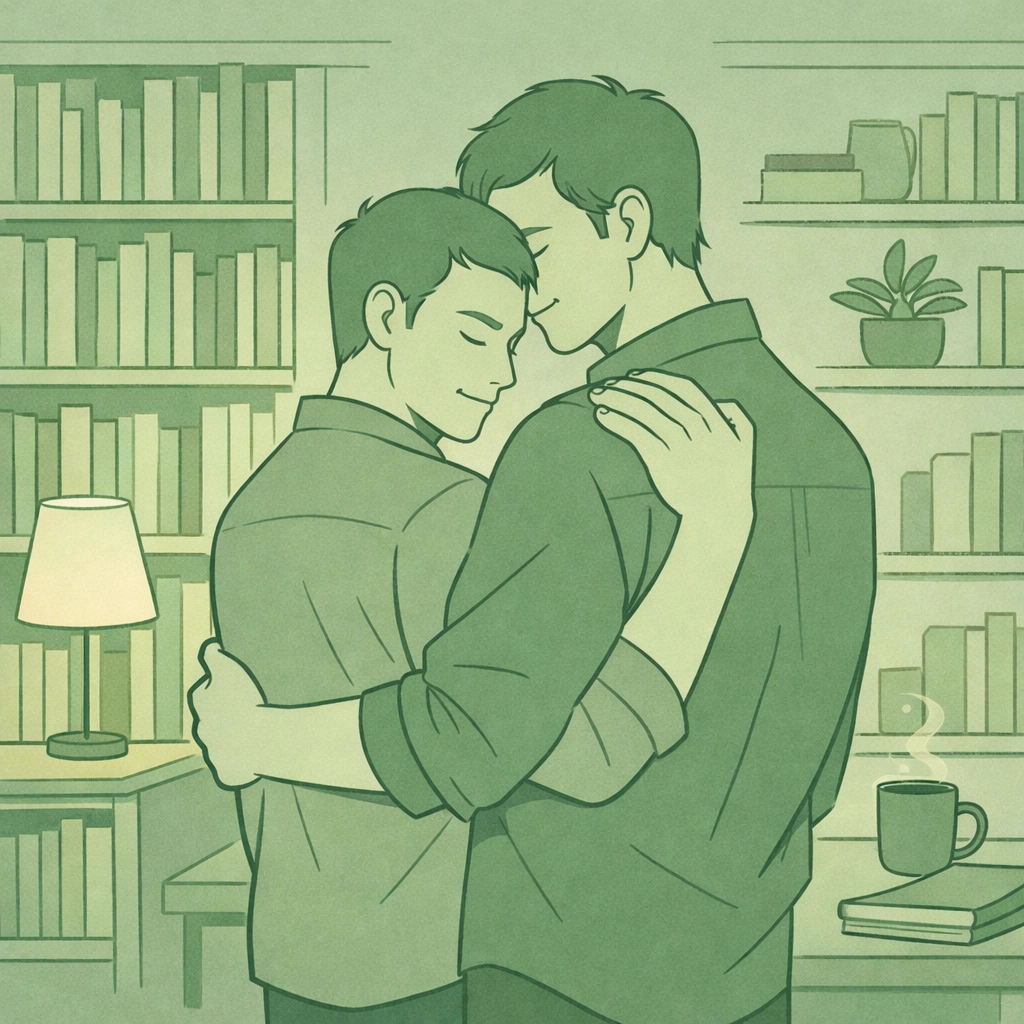 LGBTQ+ authors finding safe creative space in home library surrounded by their books