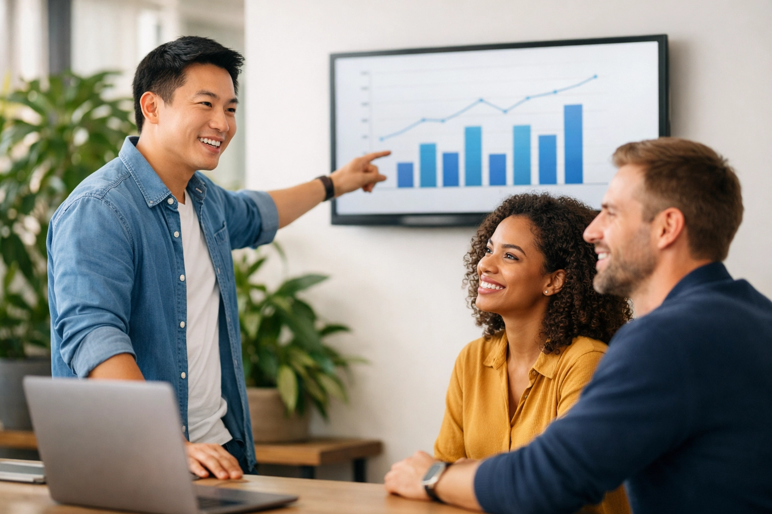 A productive team collaborating in an organized office space powered by efficient internal business automation.