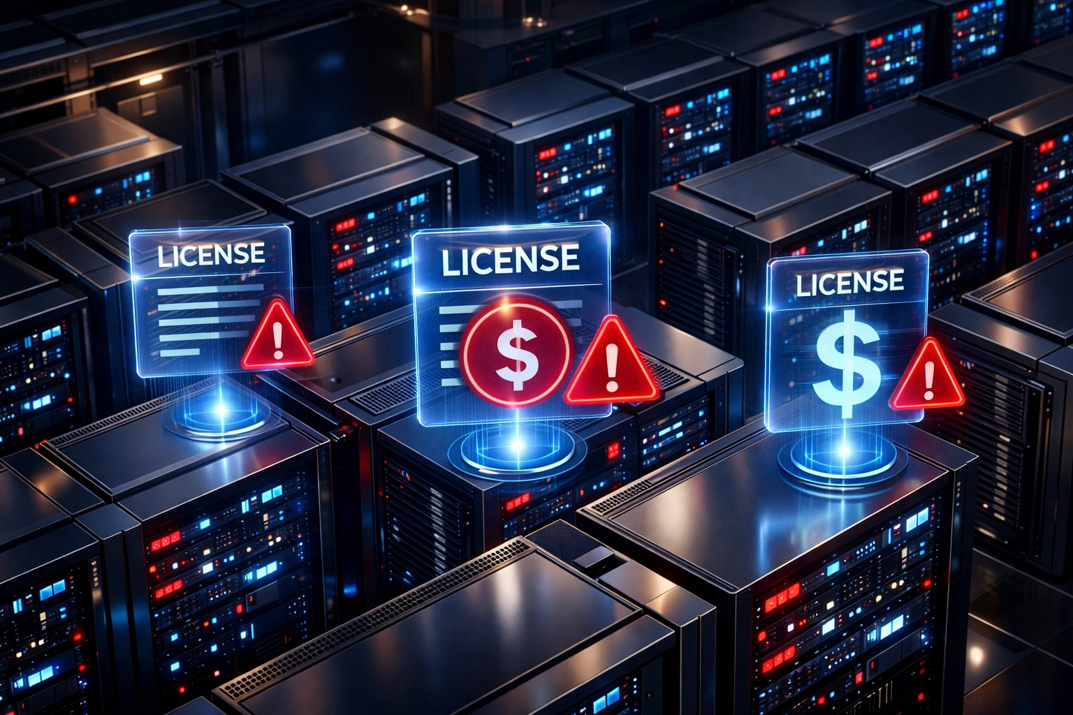 ServiceNow ITAM server infrastructure showing license waste and cost indicators