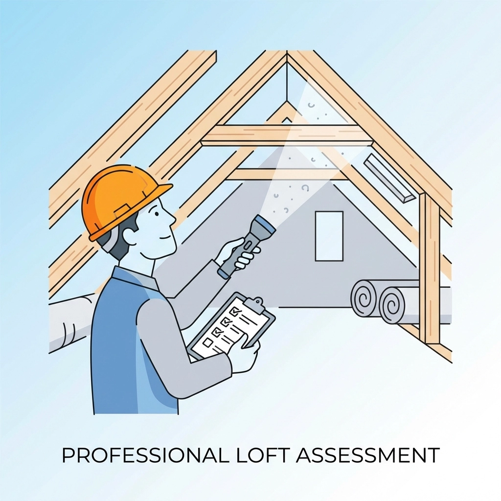 Surveyor inspects loft for spray foam insulation to assess removal and restore property value