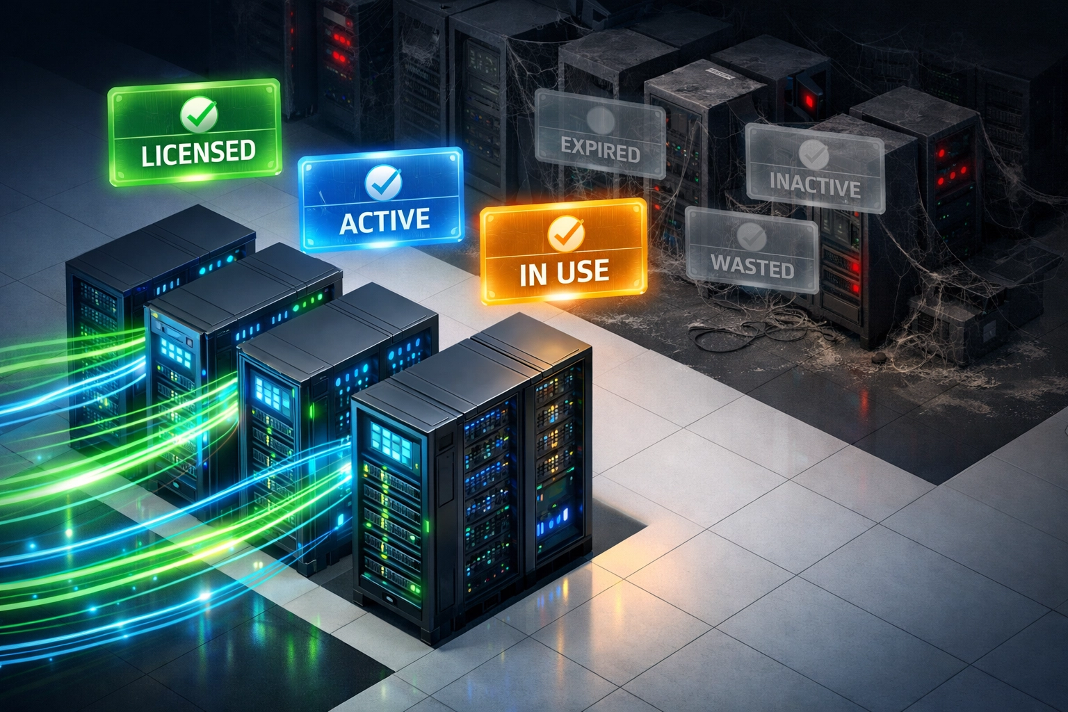 ServiceNow license utilization showing active infrastructure vs unused ITOM capabilities