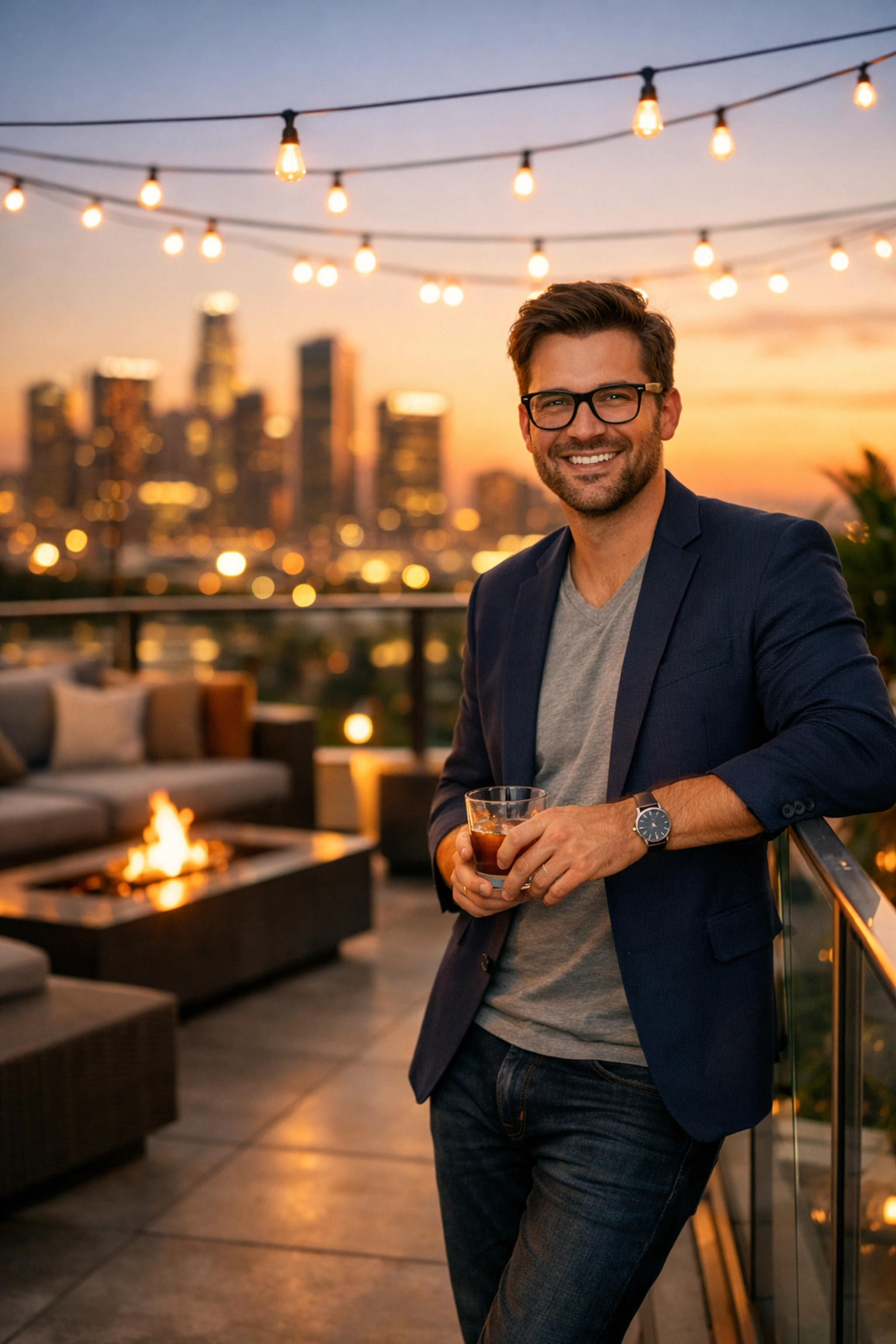 Successful bandleader relaxing on rooftop after escaping administrative burnout with better systems