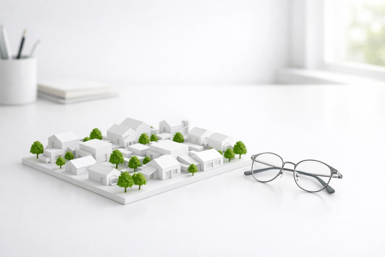 Architectural model representing service areas for contractor website design and local business SEO.