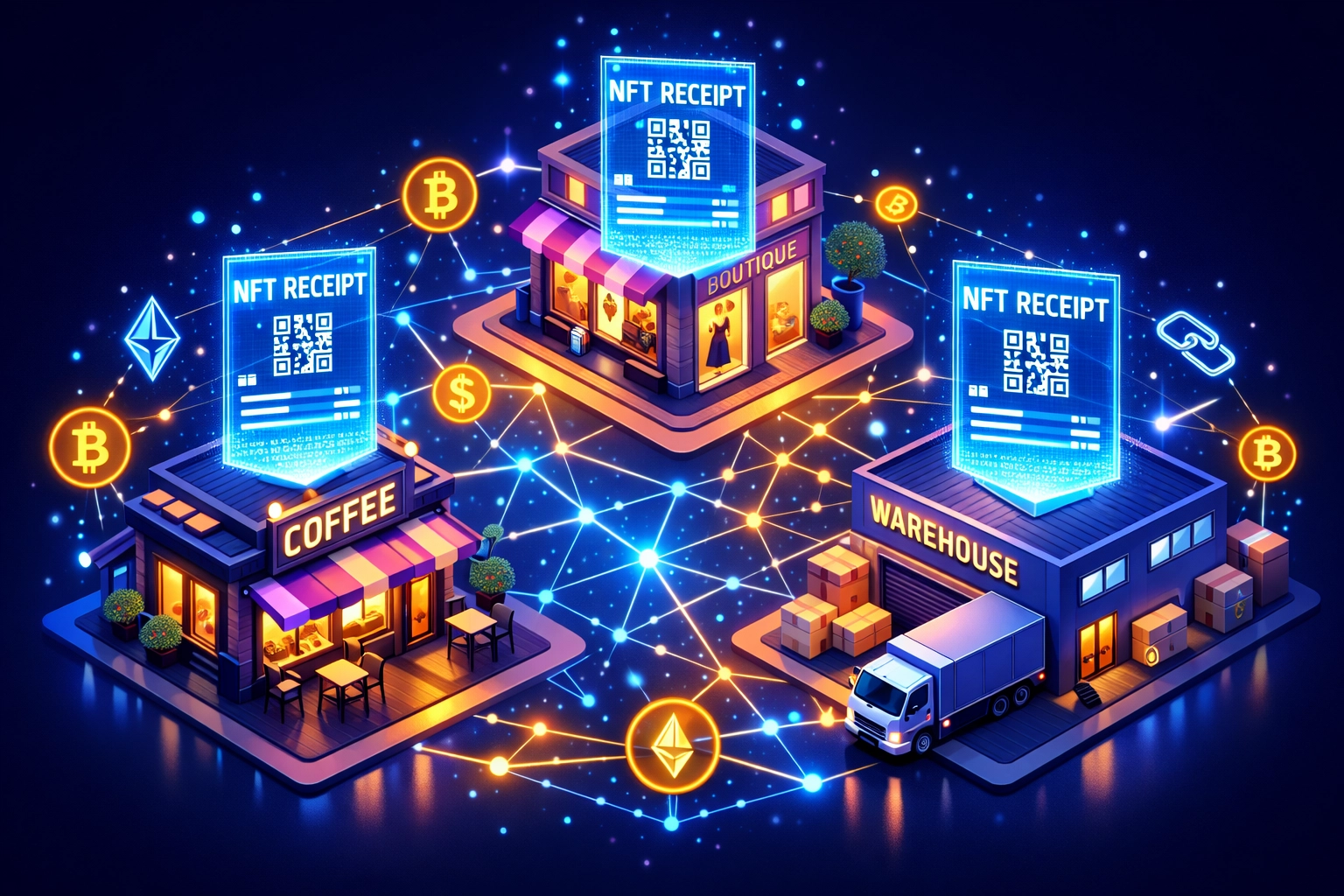 Small businesses using Larecoin crypto POS with NFT receipts and blockchain network