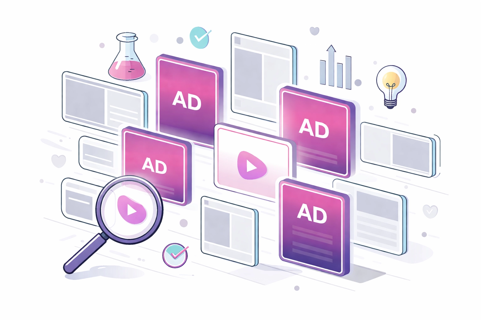 Creative ad format testing grid showing winning PPC ads highlighted for better campaign results