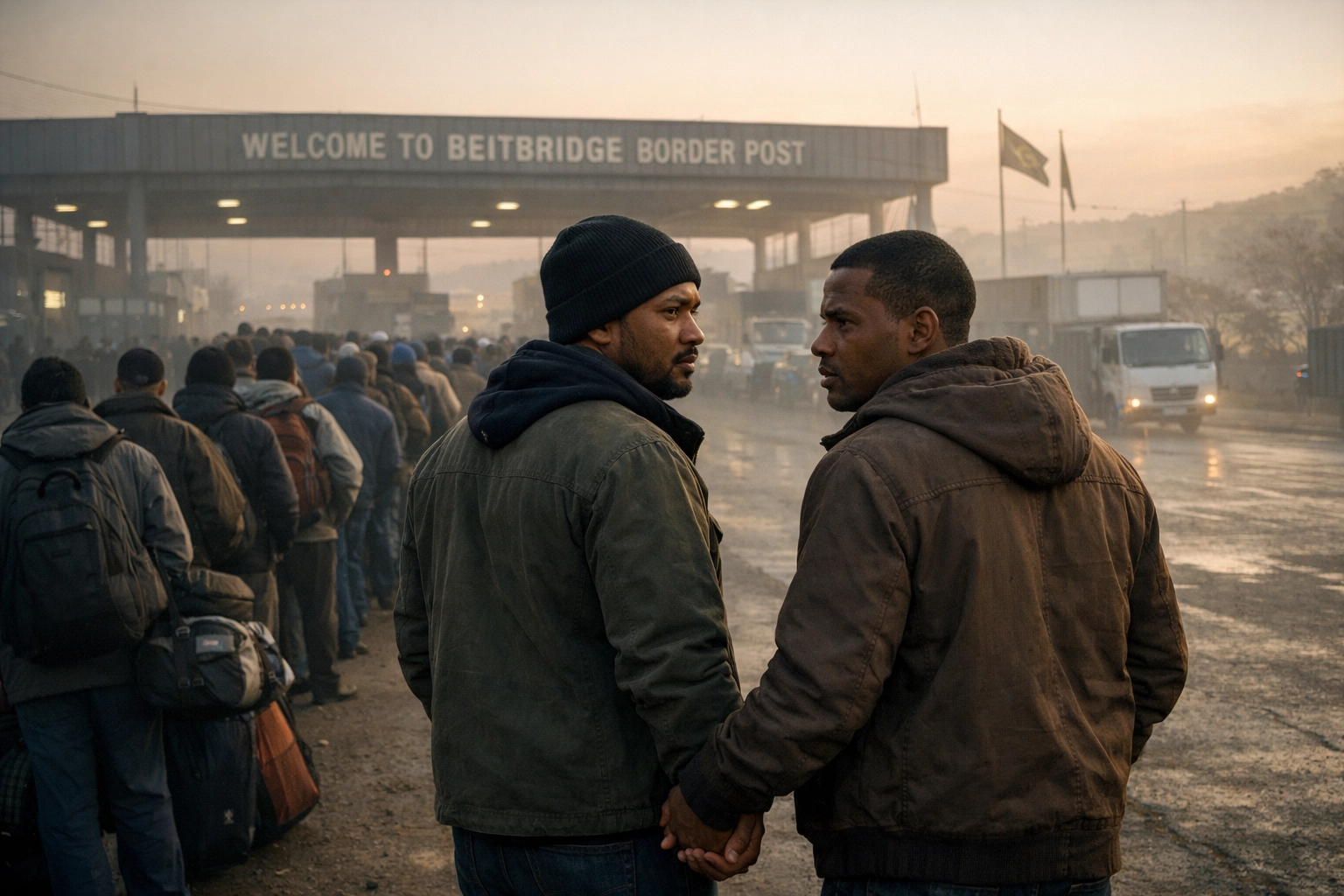 LGBTQ+ asylum seekers waiting at Beitbridge Border Post crossing from Zimbabwe