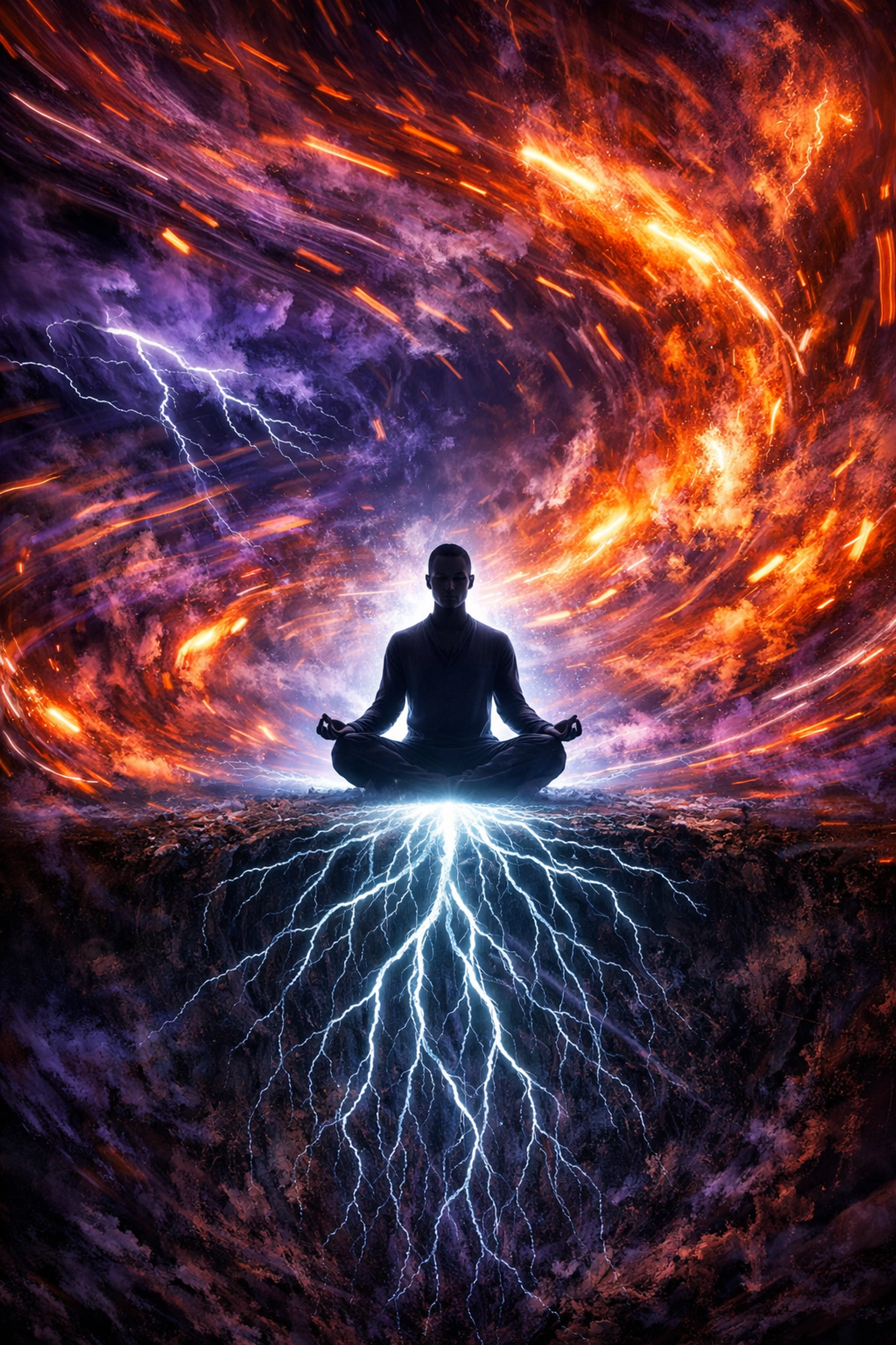 A grounded figure sitting in stillness to quiet the mind and maintain a peaceful, regulated nervous system.