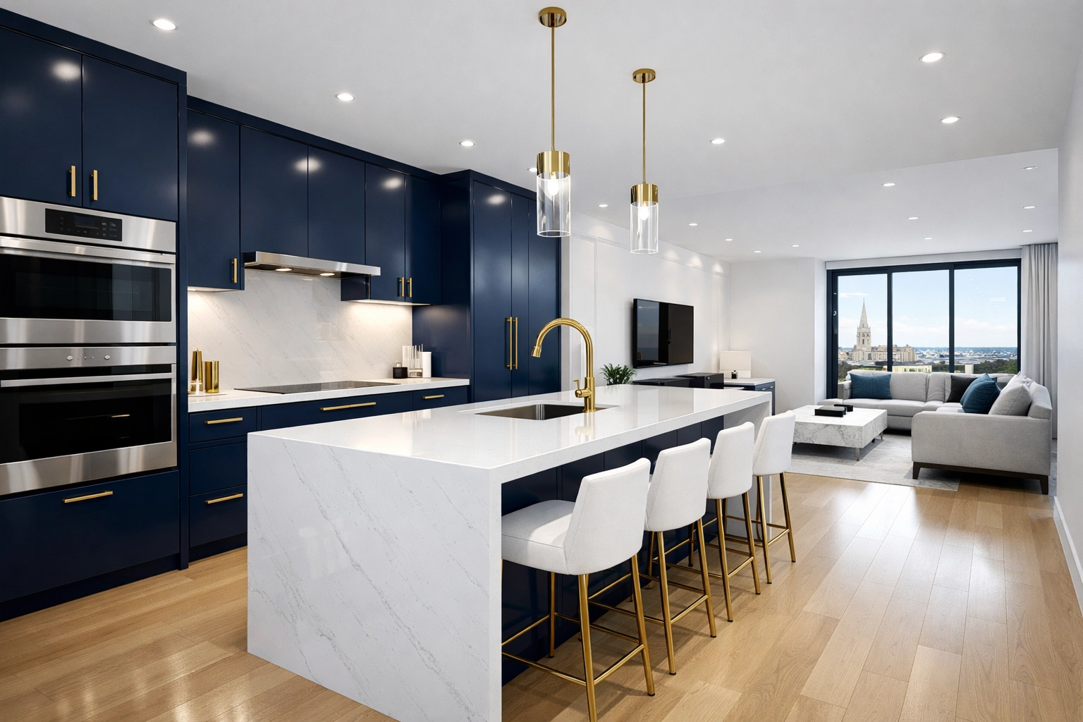 A minimalist modern kitchen illustrating efficient Apartment Cleaning Massachusetts by professional cleaners.