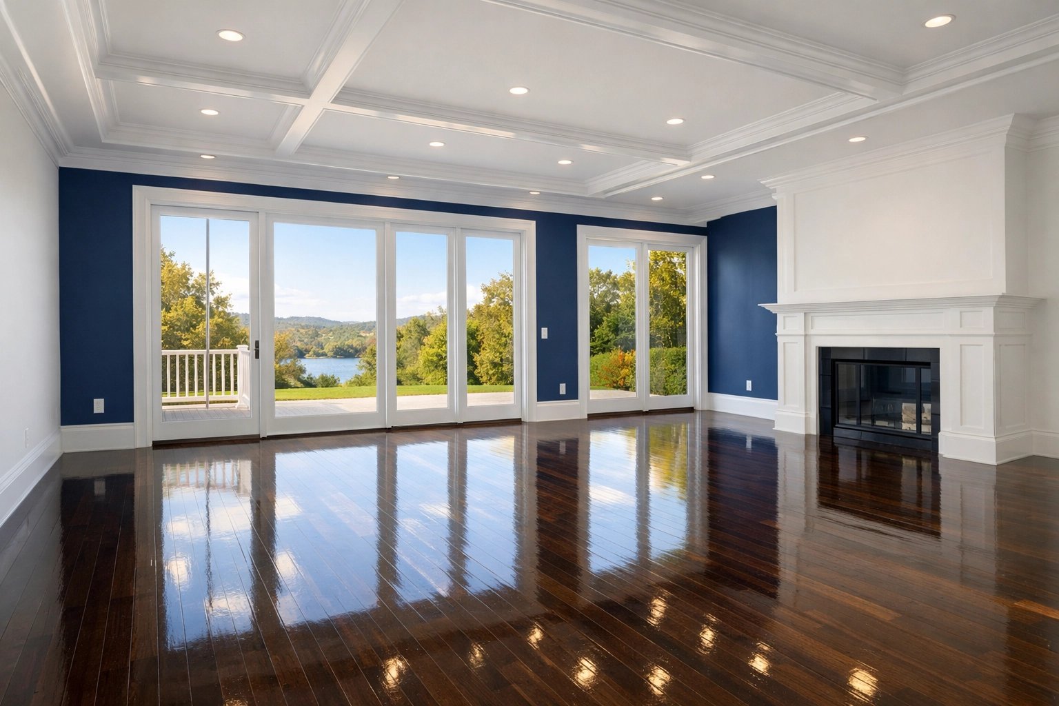 Polished hardwood floors in a Princeton home after move-out House Cleaning Princeton MA.