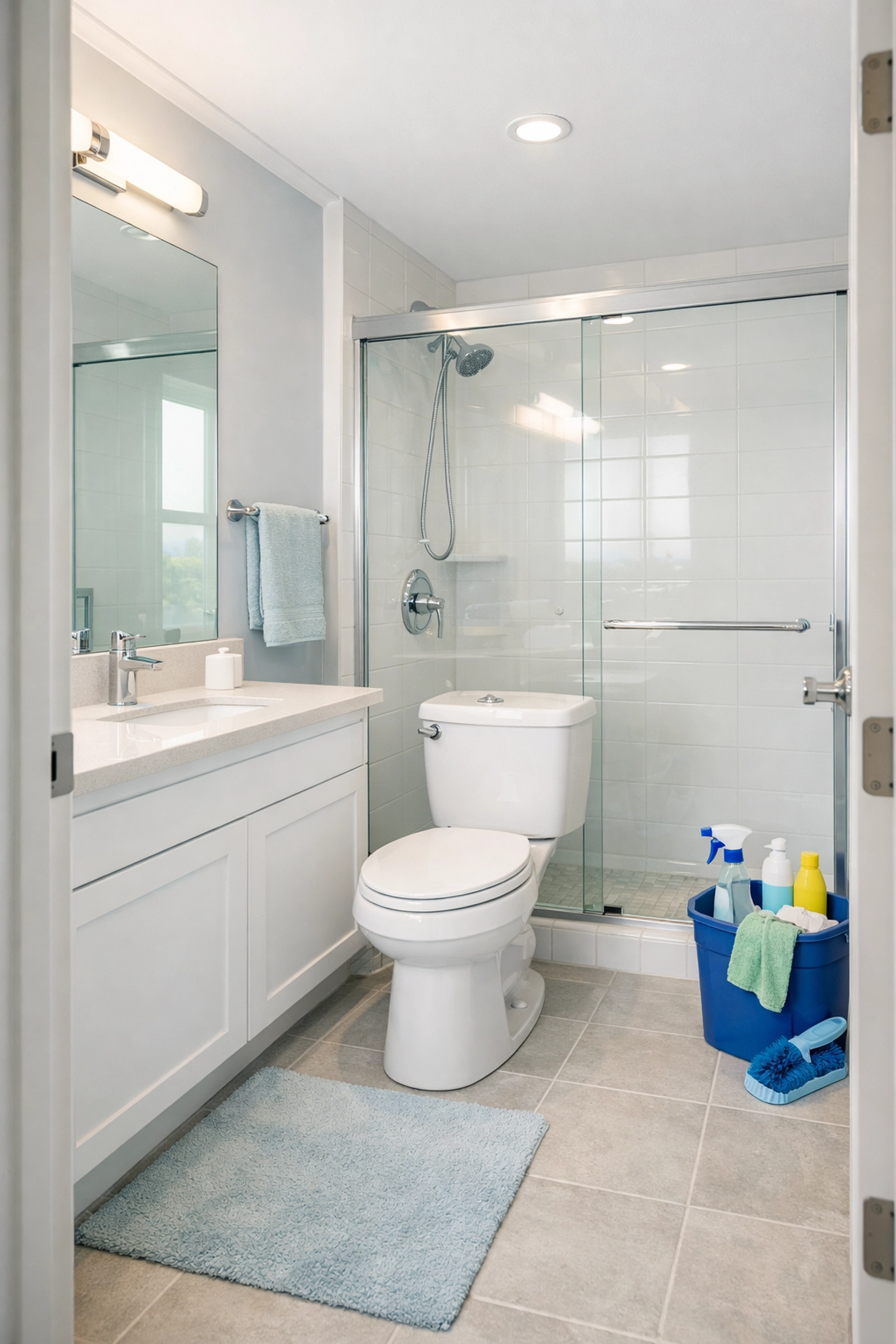 Spotless move-in ready apartment bathroom after professional turnover cleaning