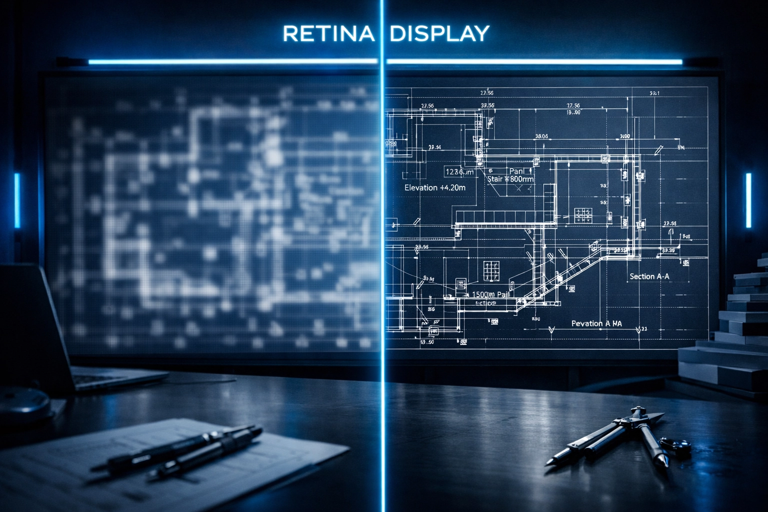 Comparison of sharp text clarity and high resolution in spatial computing headsets for work.