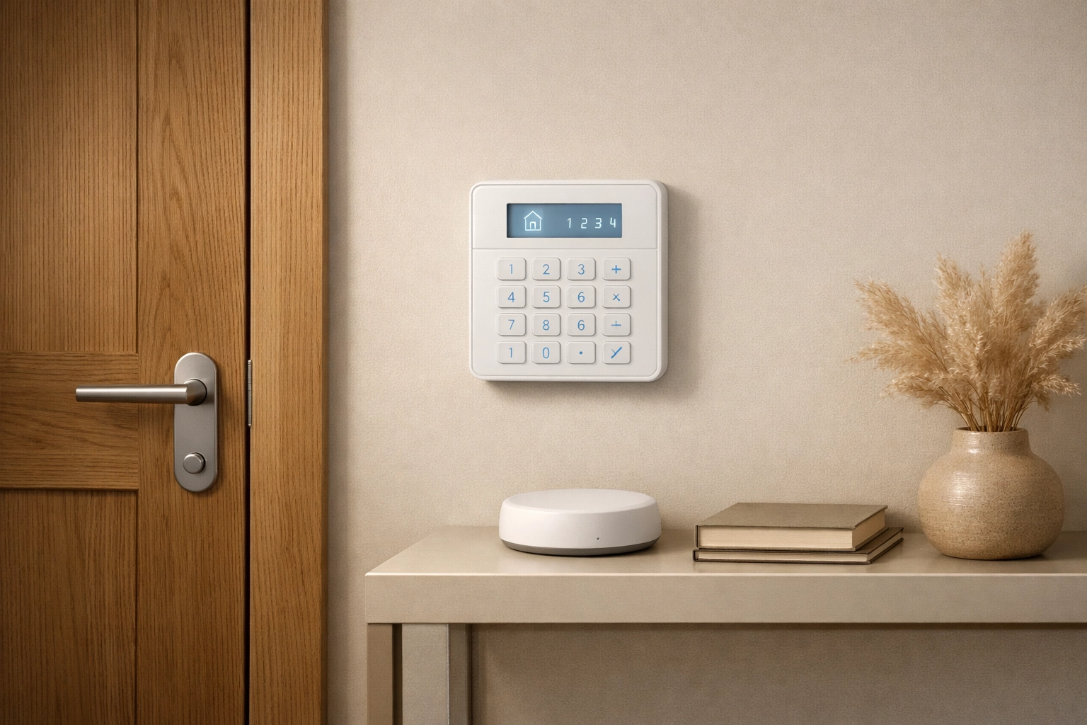 Sleek intruder alarm keypad installed in a Trowbridge home to provide integrated security and peace of mind for residents.