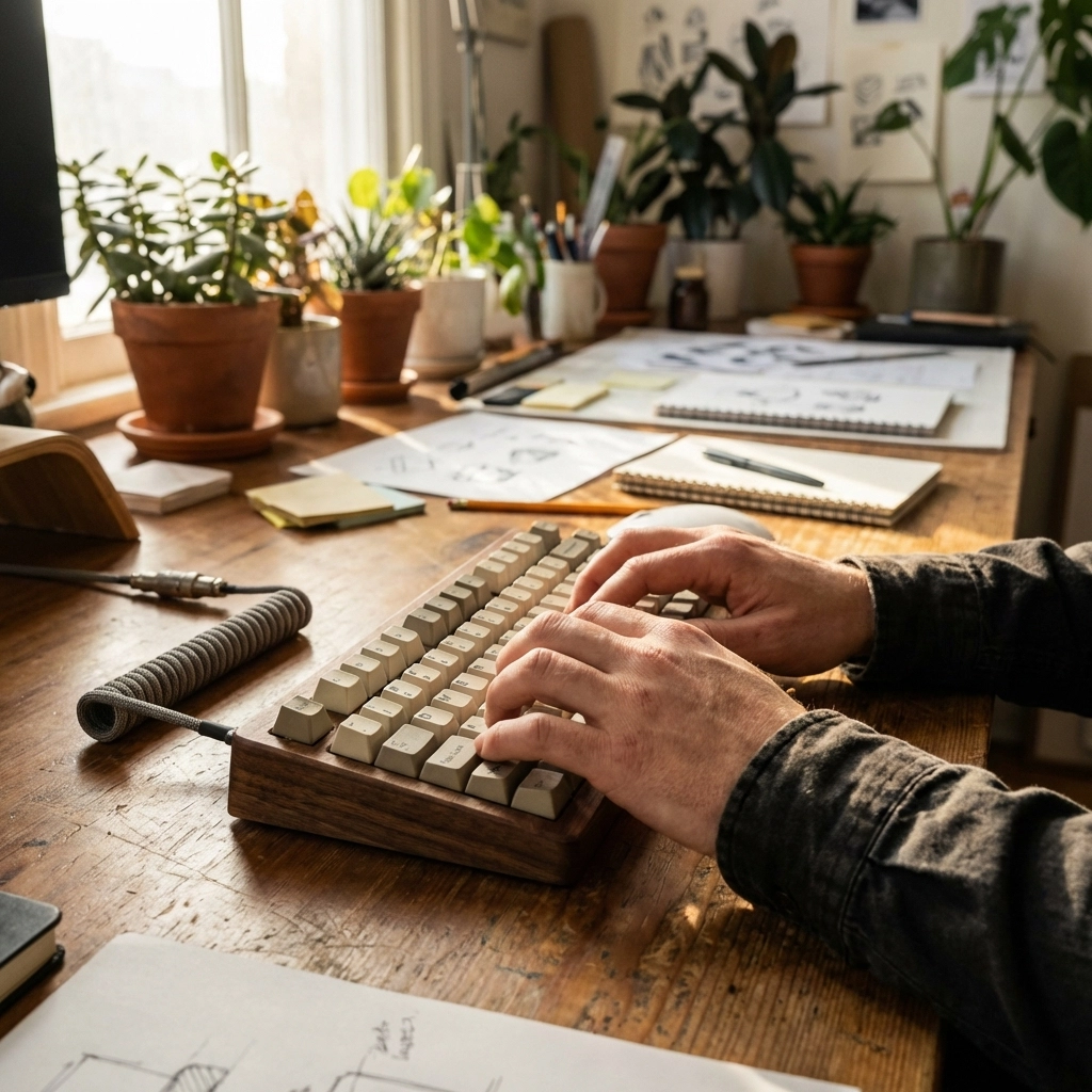 Creative professional working at a desk, focusing on strategic tasks made possible by business process automation.