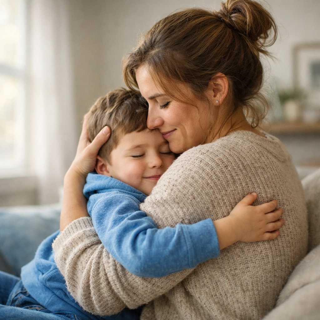 Parent and child embracing during Virginia Beach custody case