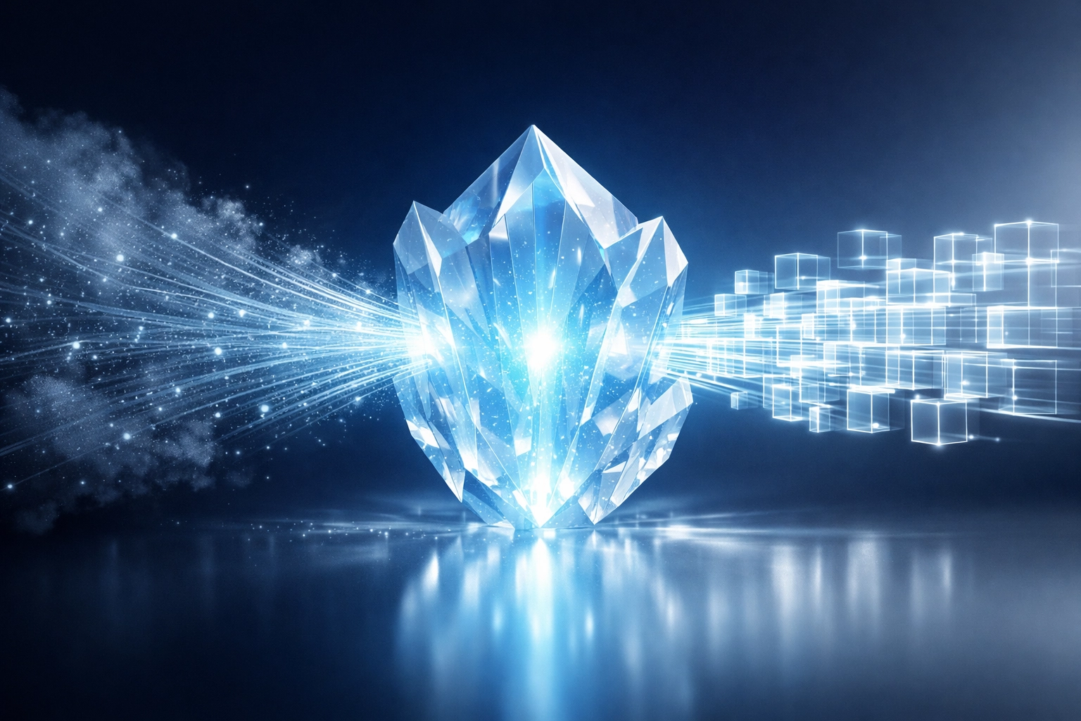 Conceptual visualization of AI workflow automation transforming chaotic data into efficient operations.