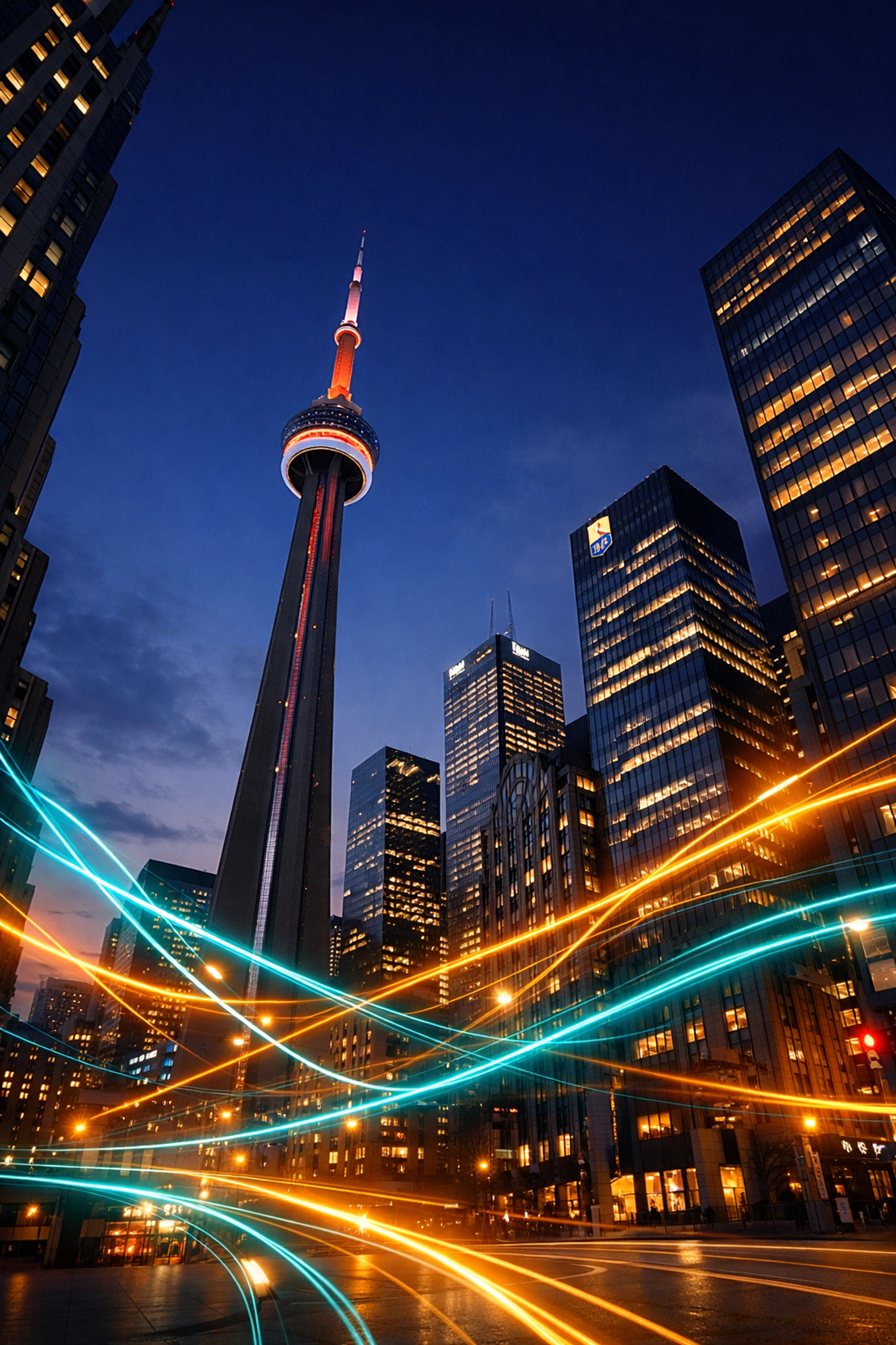 Toronto skyline at night symbolizing local SEO Toronto and technical digital marketing agency dominance.