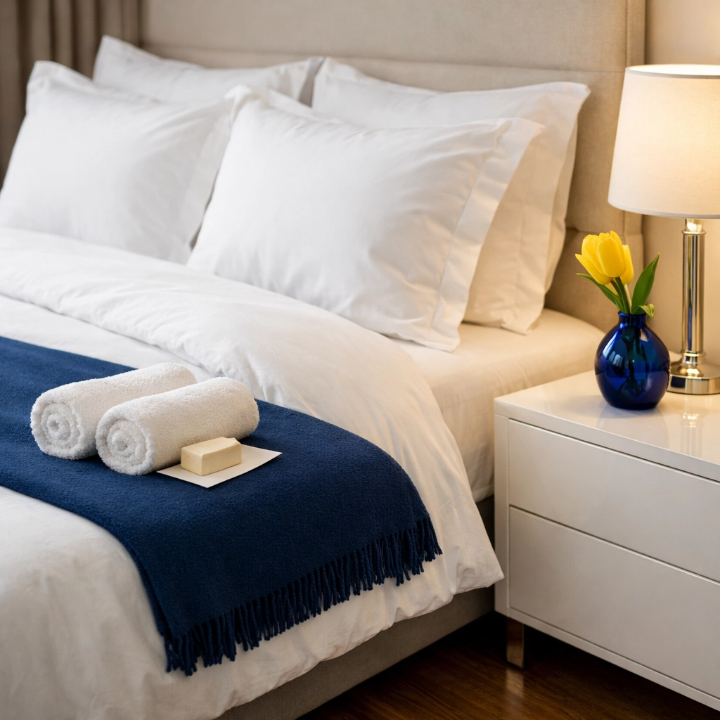 Guest-ready primary suite in Marblehead with immaculate linens and high-end residential cleaning.