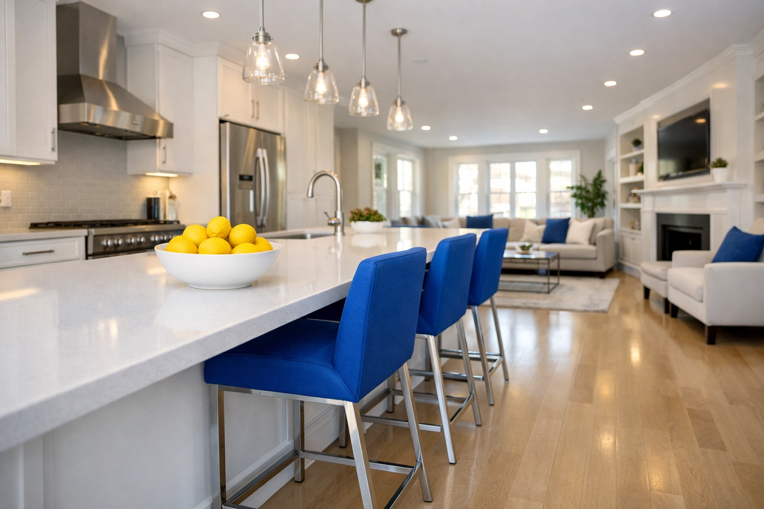 Sparkling South Boston kitchen and living area showcasing results of Move-In Cleaning Boston service.