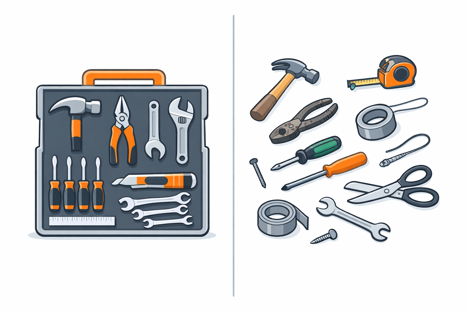Professional furniture assembly tools compared to basic household DIY tools
