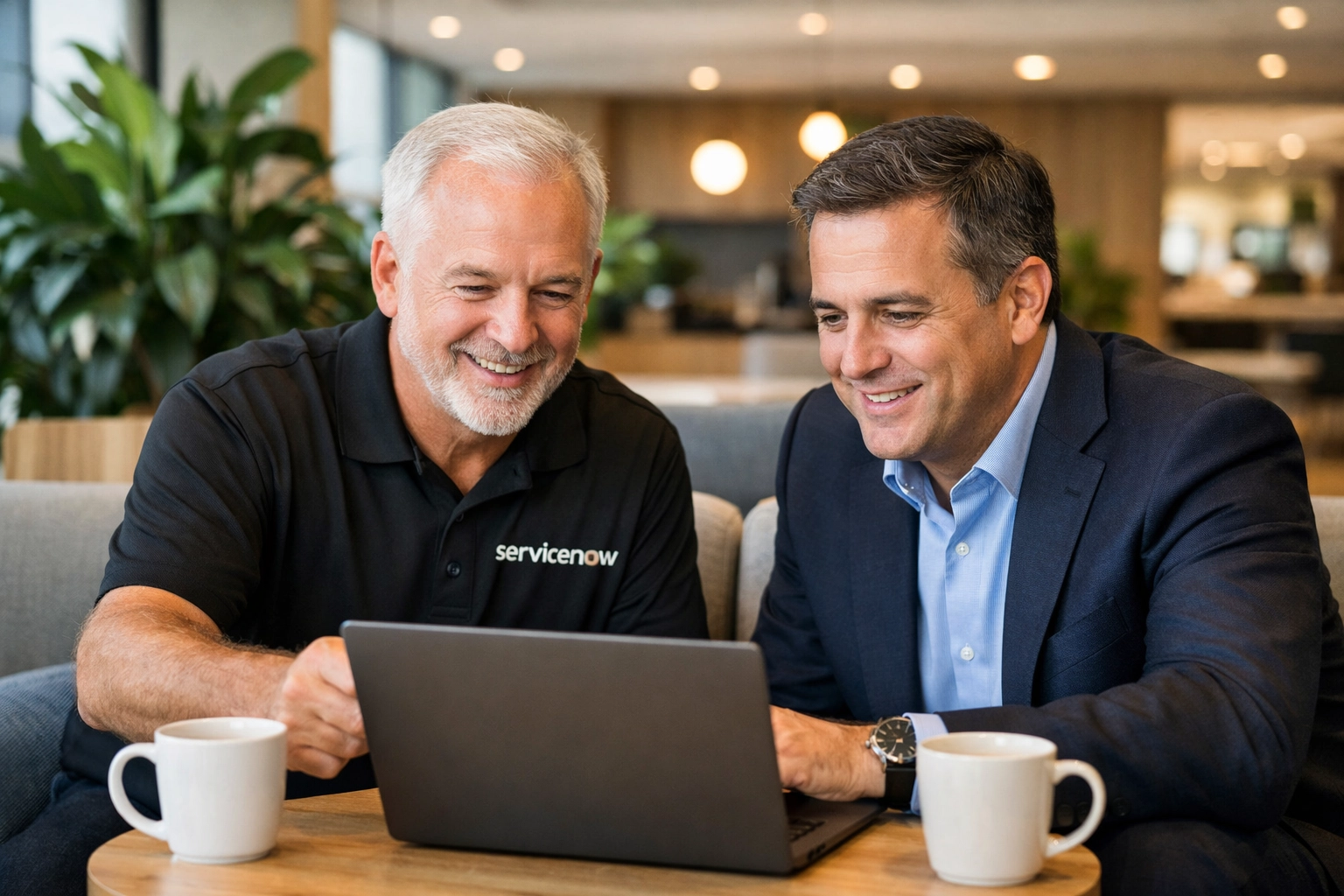 ServiceNow consulting expert and executive collaborating on platform optimization and streamlined workflows.