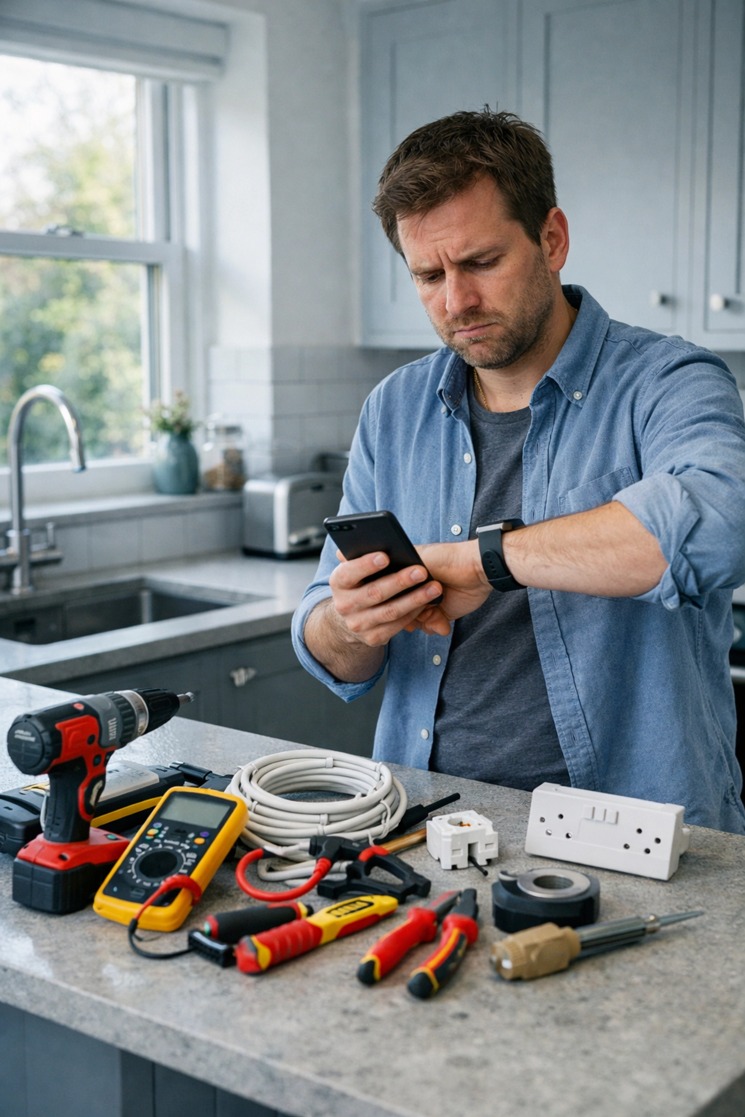 Homeowner waiting for unreliable electrician in Dorset who failed to show up for scheduled appointment