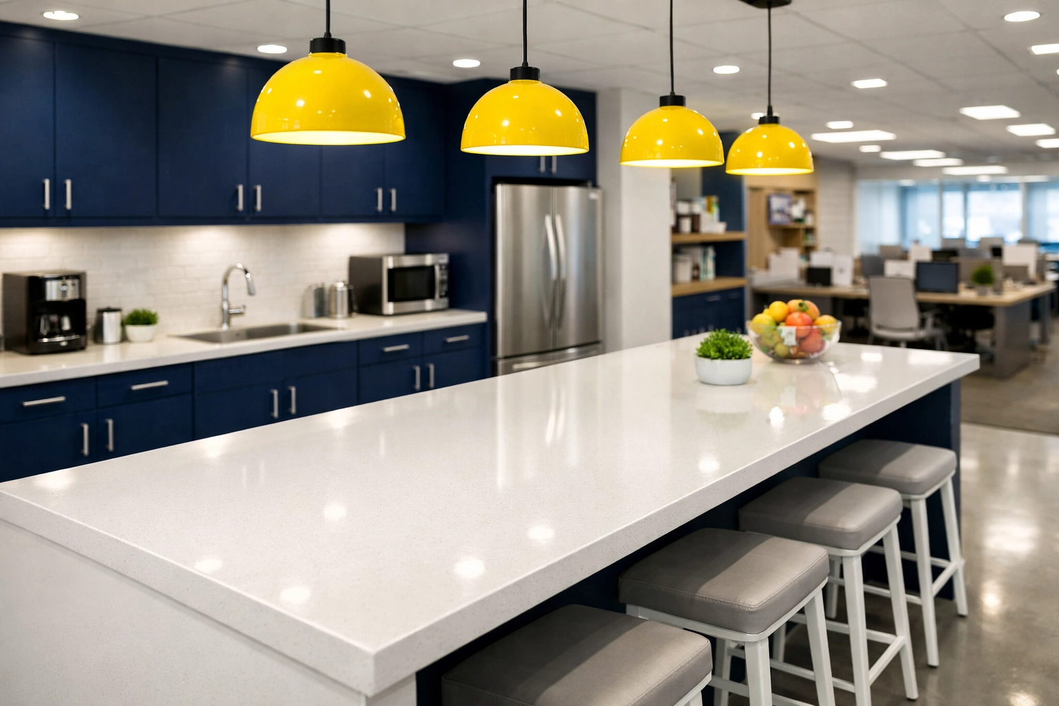 Sanitized corporate breakroom in Massachusetts following professional office and commercial cleaning.