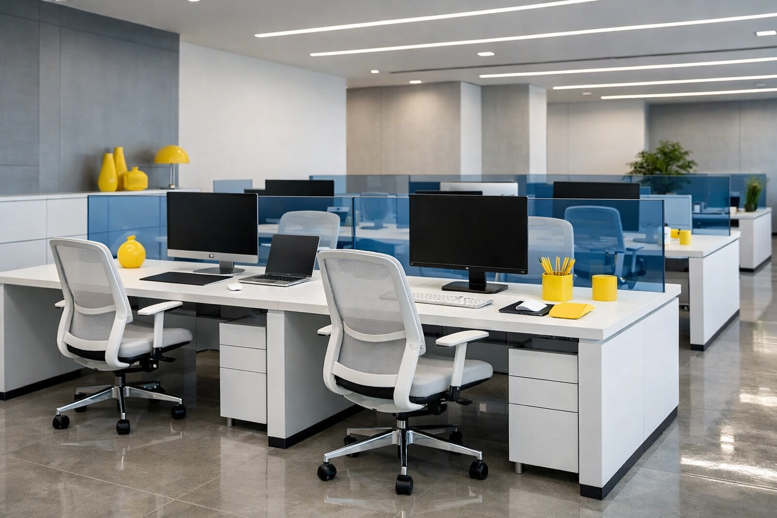 Sanitized modern office workspace featuring professional commercial cleaning in Pepperell MA.