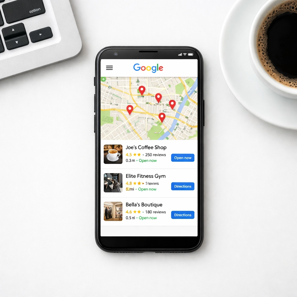 Google Maps local search results for mortgage brokers on mobile device