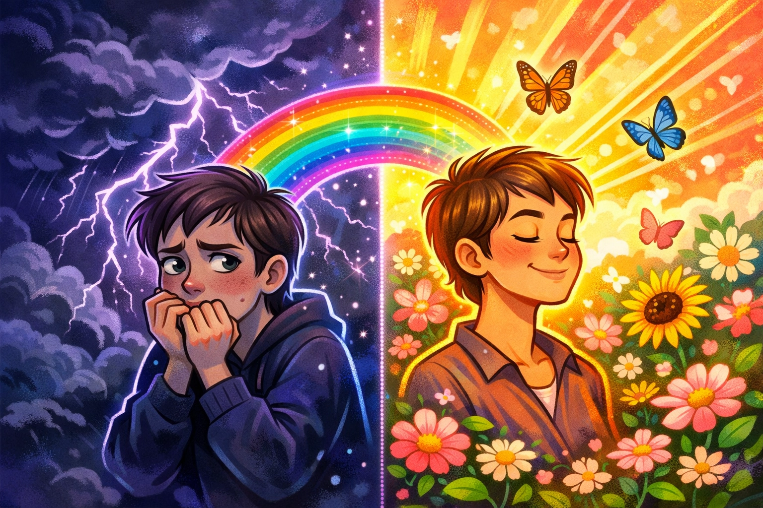 Transformation from jealous anxiety to peaceful confidence in open relationships