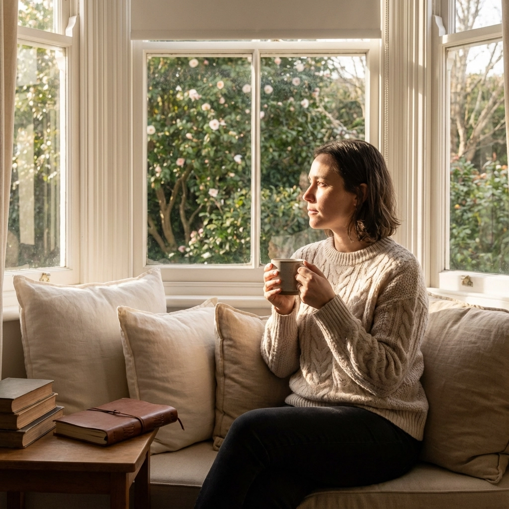 Hospice volunteer smiling with elderly woman