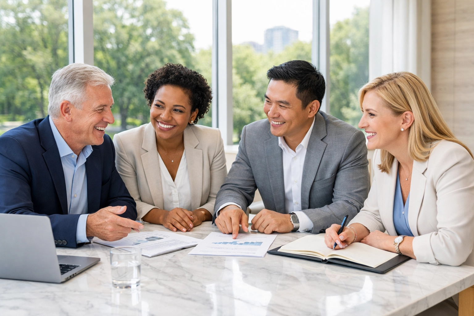 Corporate leaders collaborating on purpose-driven networking strategies to accelerate the sales pipeline.