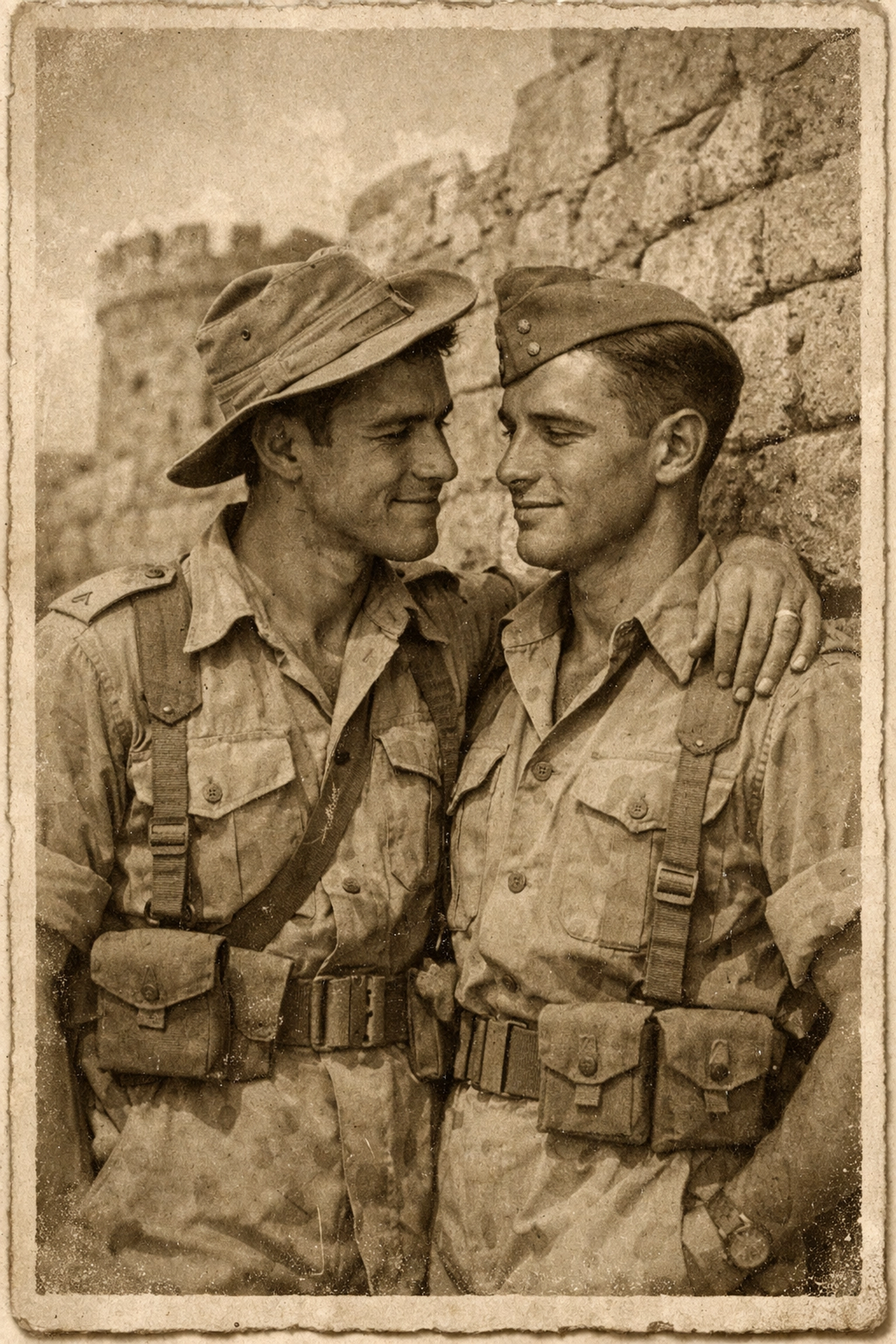 Vintage photo of WWII soldiers in North Africa showing hidden gay military history