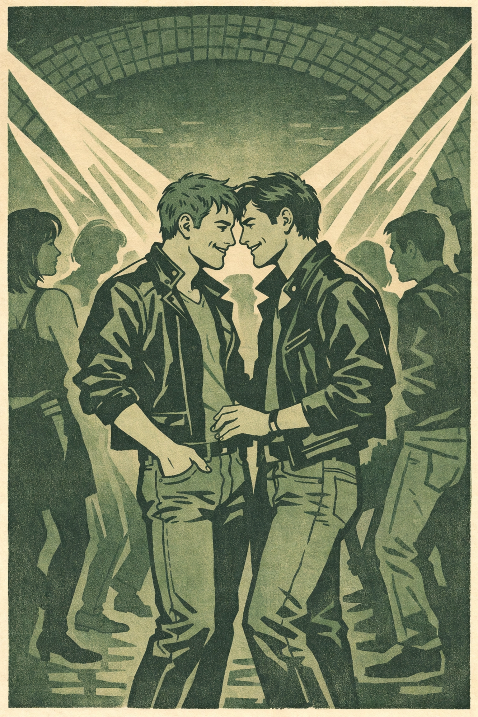 Gay clubbers dancing at Heaven nightclub London in 1980s celebrating LGBTQ+ freedom