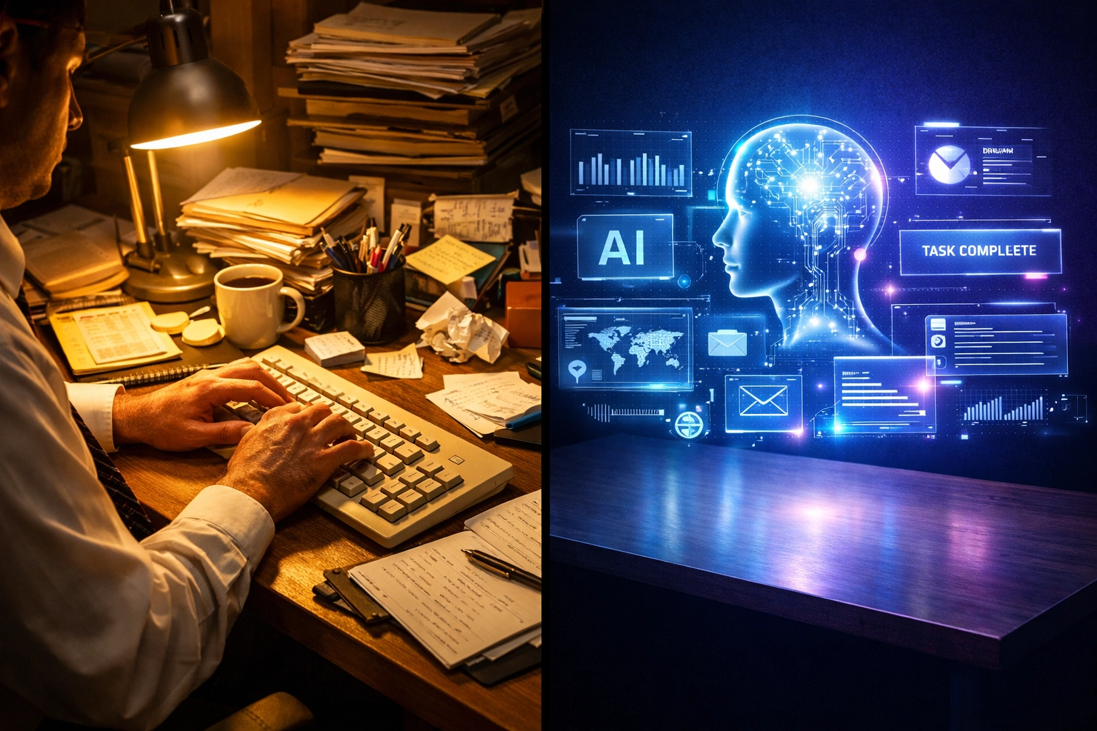 Business transformation from manual desk work to AI-powered automation