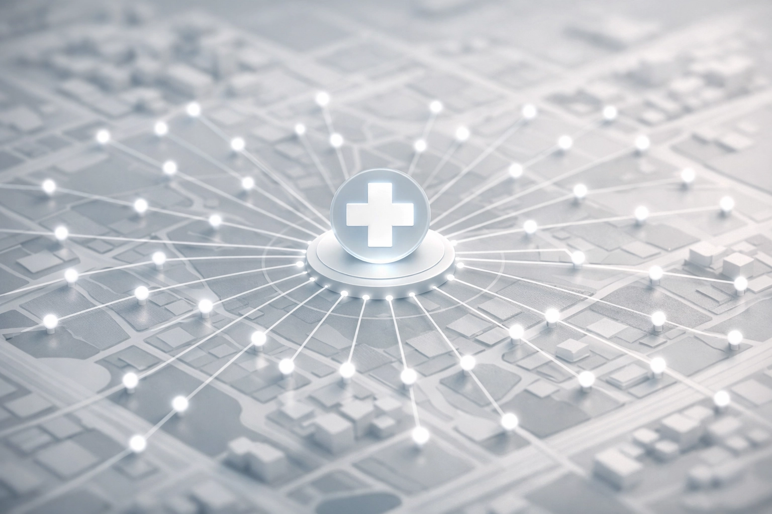 Digital map showing a chiropractic clinic connected to a vast network of local business directories.