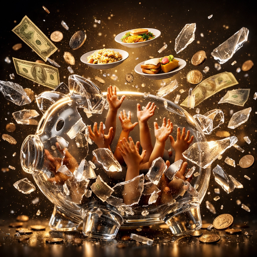 Breaking traditional payment system redirecting transaction fees to feed children globally