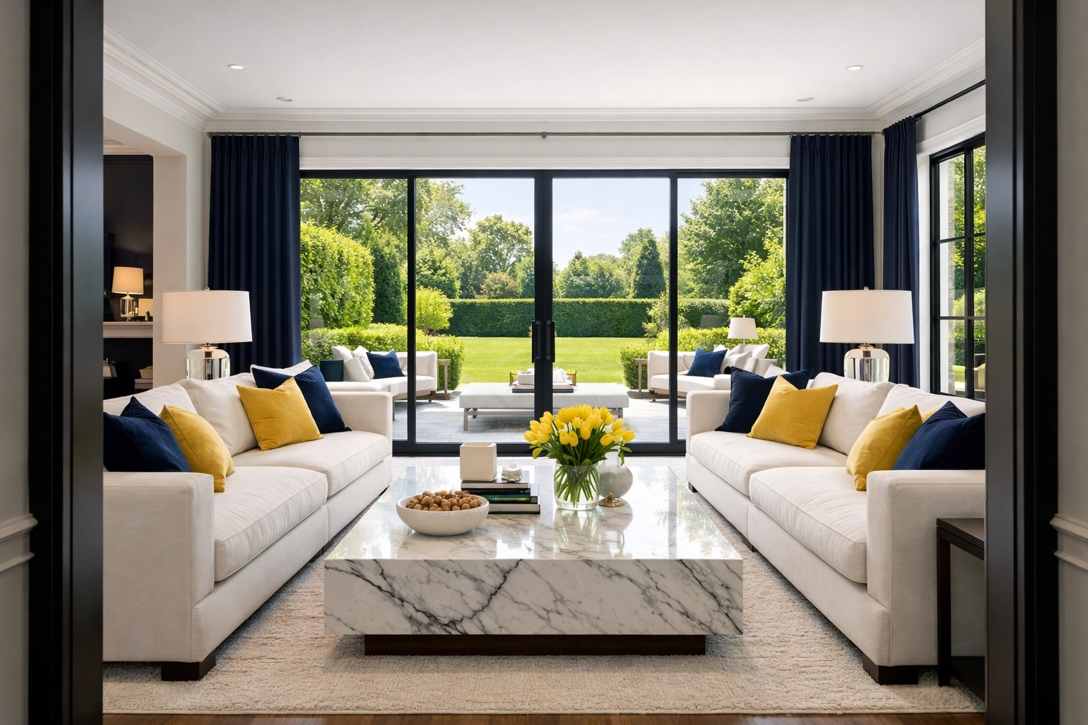 Flawlessly organized living room in a Hanover estate after professional house cleaning services.