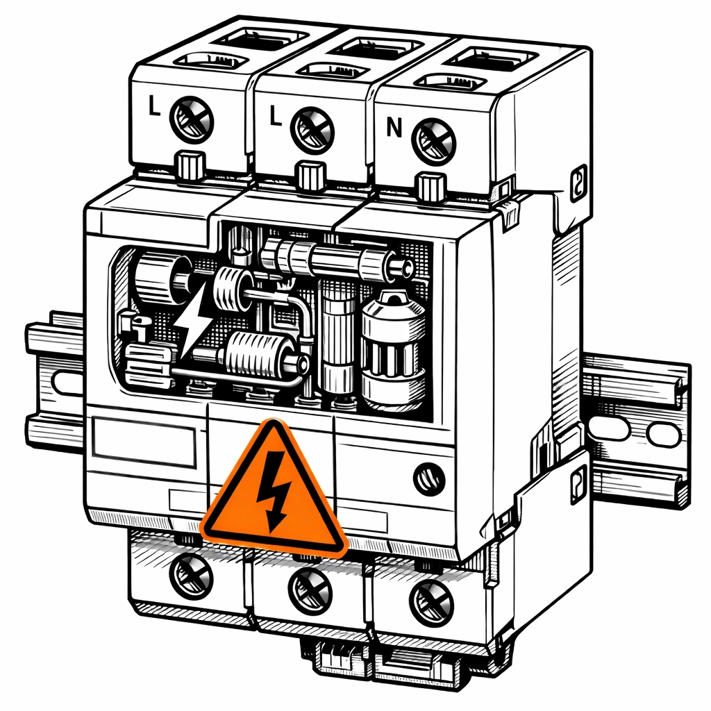 Professioneller Überspannungsschutz auf einer Hutschiene für die Sicherheit Ihrer Photovoltaik-Anlage.