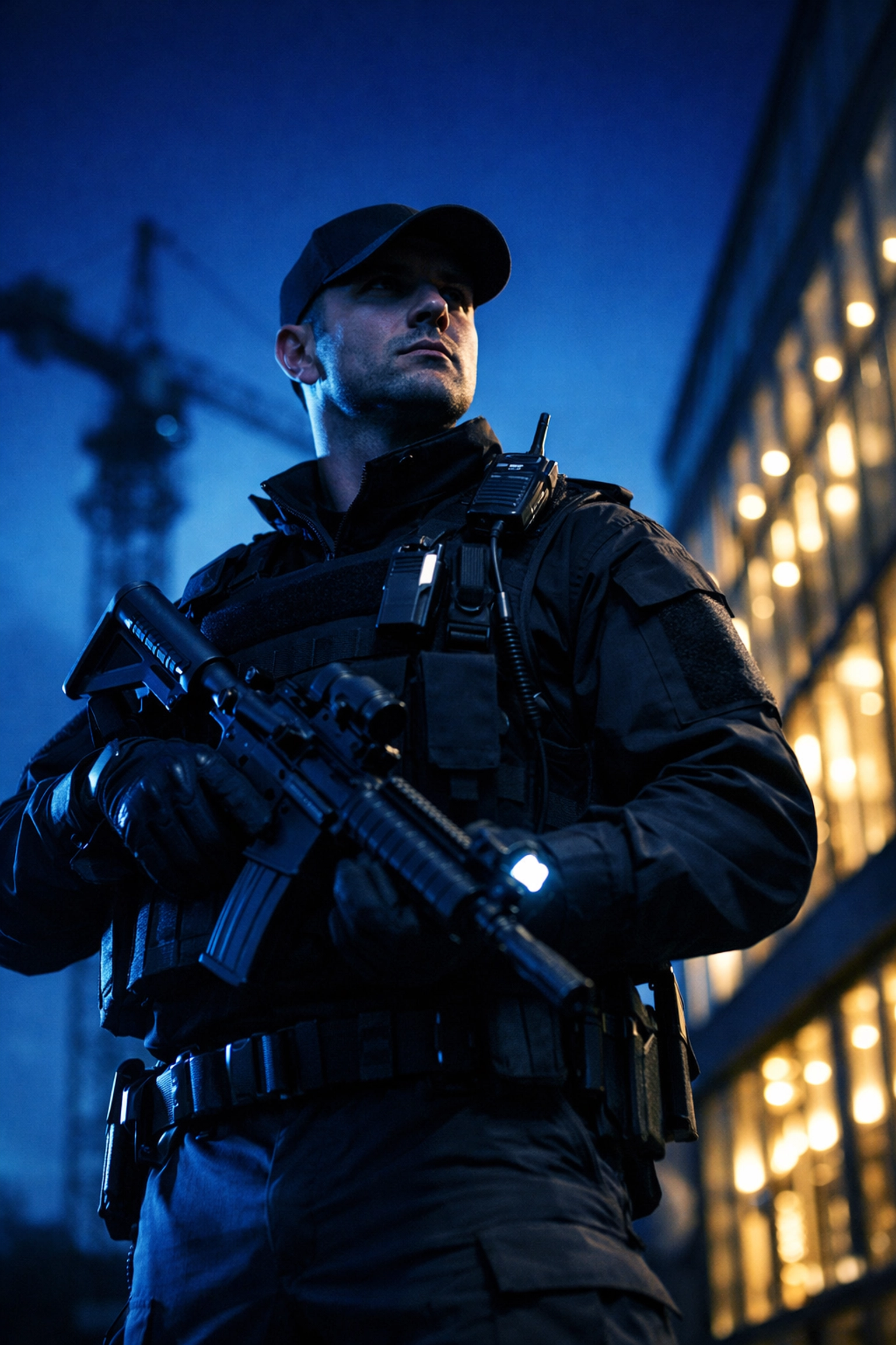 Professional 24/7 security guard providing proactive protection for construction sites and retail stores.