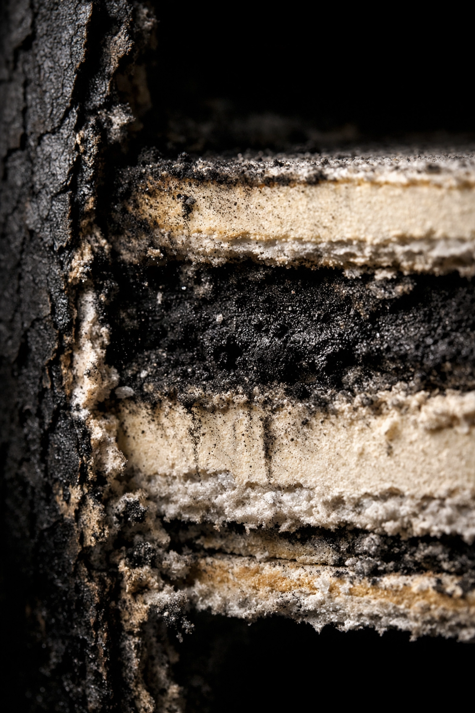 Hidden soot and smoke damage penetrating wall layers after house fire