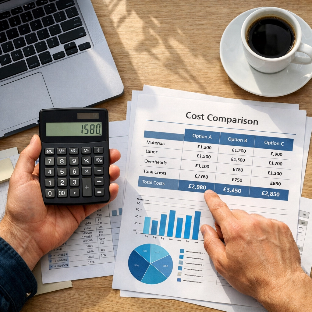 Calculating total POS system costs with comparison sheets for UK business pricing