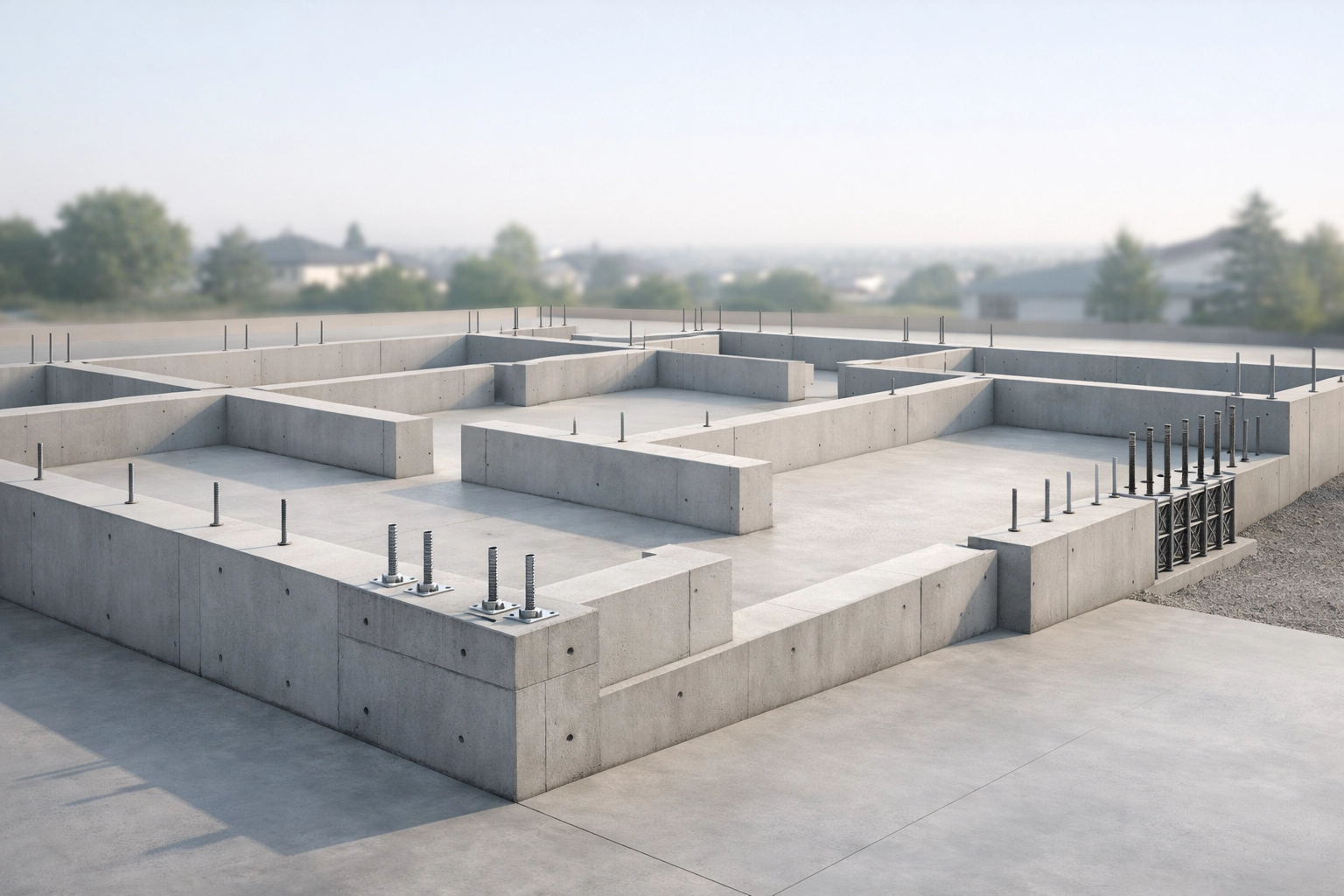 Strong concrete building foundation representing a solid chiropractic marketing framework.