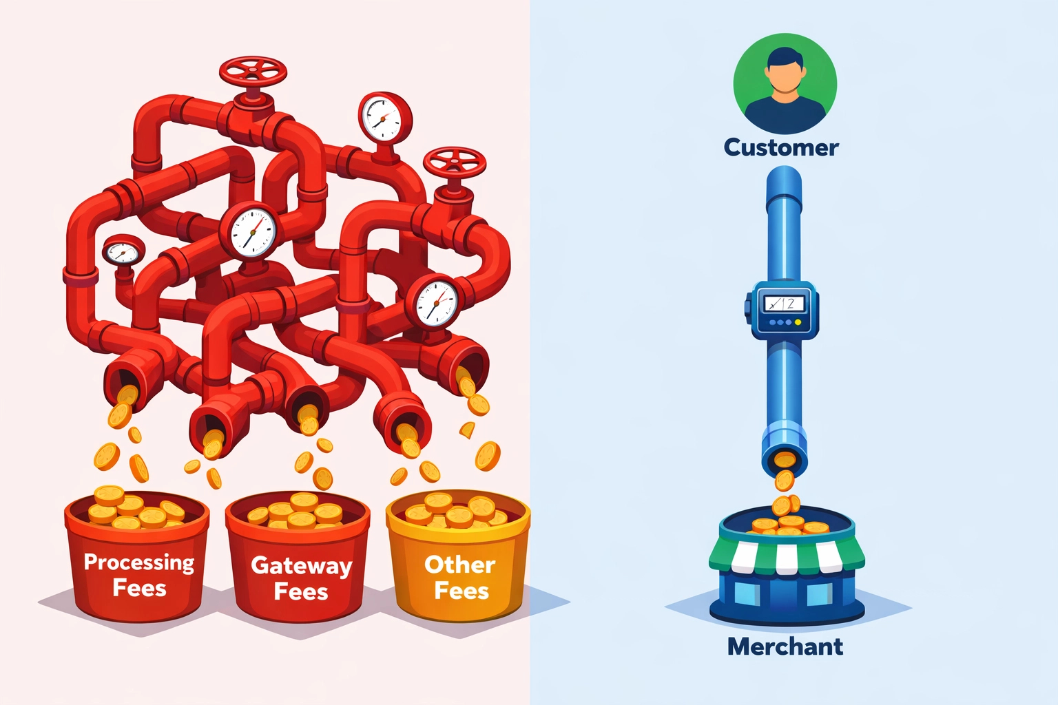 Hidden crypto payment fees compared to Larecoin gas-only fee structure for merchants