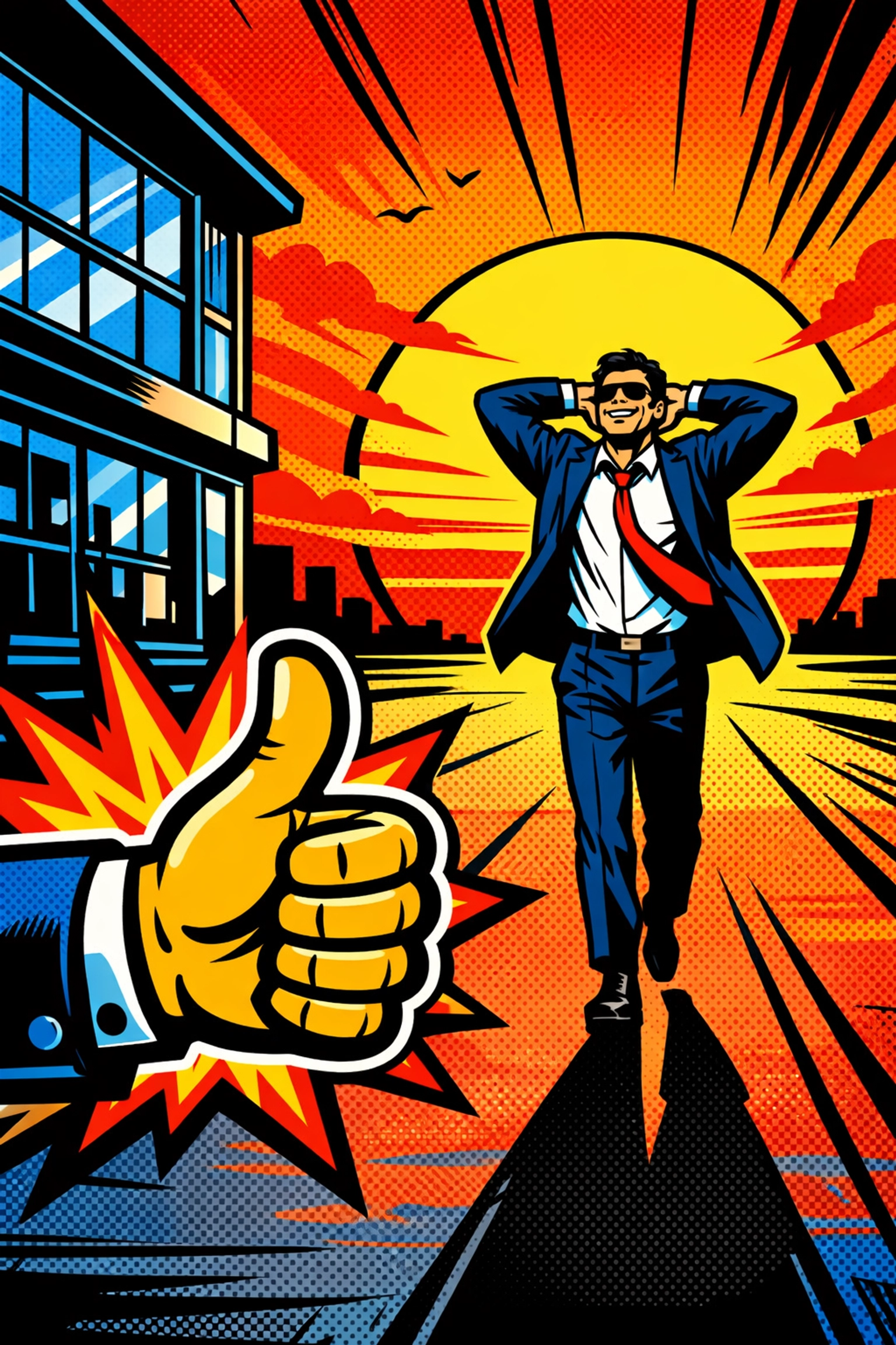 A triumphant business owner saving time and achieving work-life balance through automated business systems.